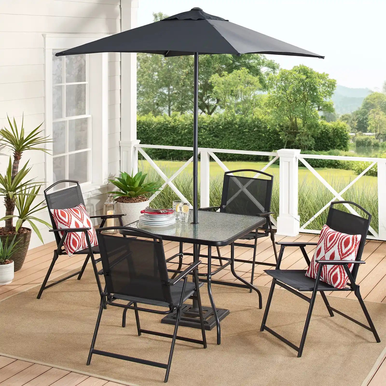 Outdoor Patio Dining Set, Dining Table ,Chairs and Umbrella