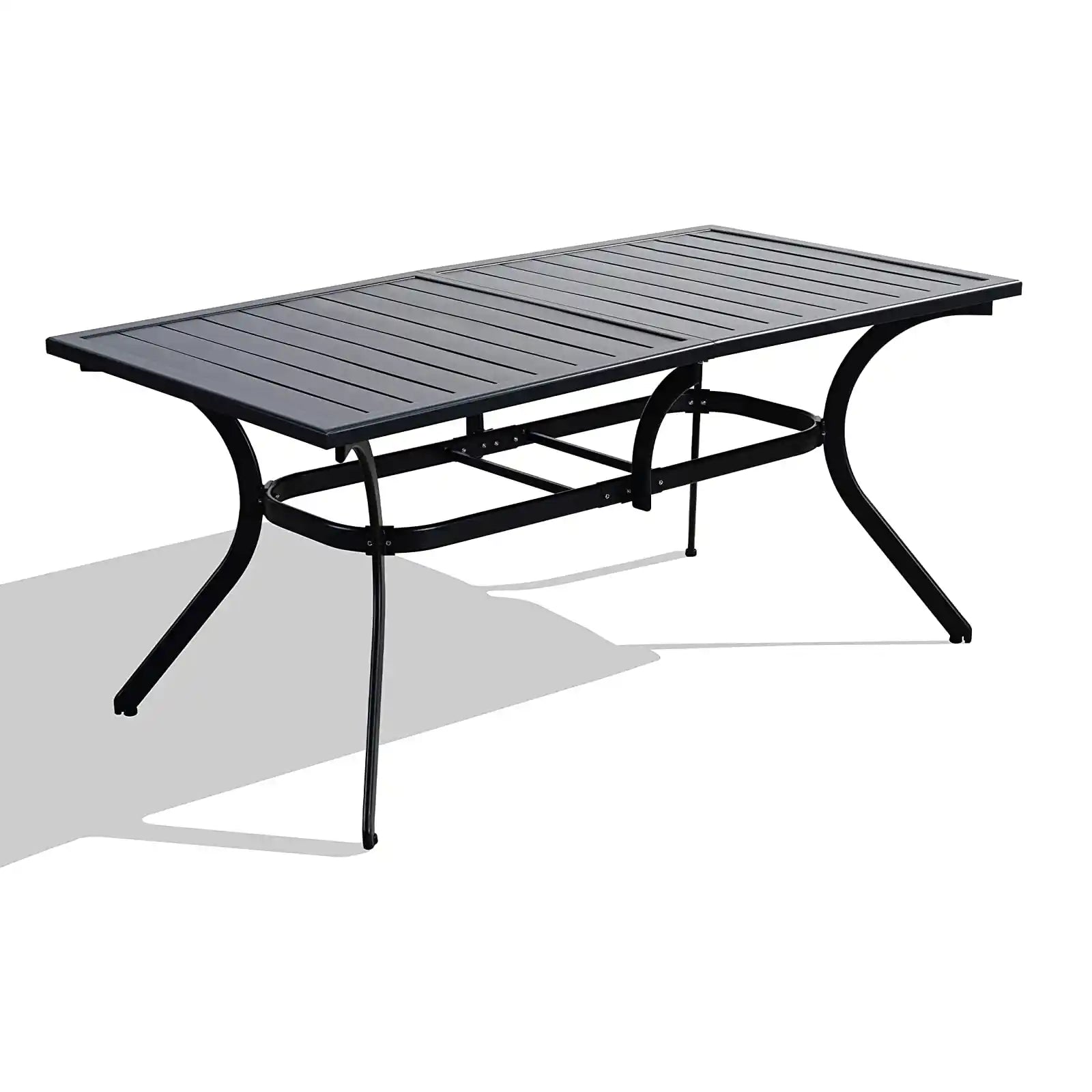 6-8 Person Outdoor Dining Table with Height Adjustable Feet and Slatted Tabletop