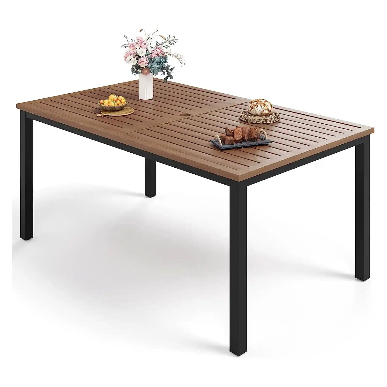 Metal Rectangular Outdoor Dining Table for 6 Person