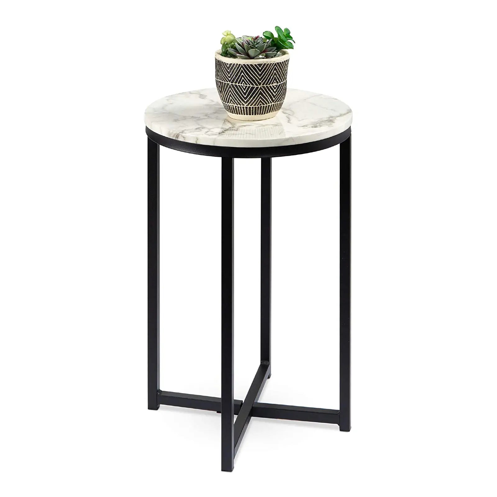 Faux Marble Round End Table