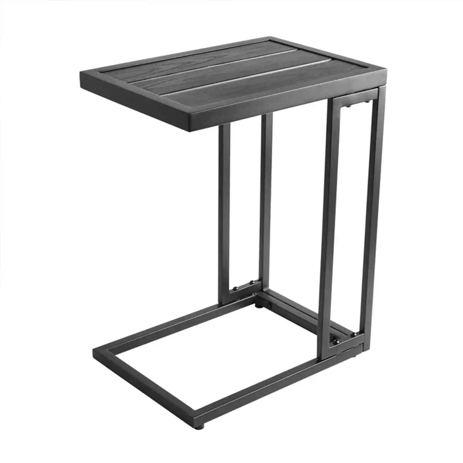 Modern Slat Top Side Table- 22 Inches- Black