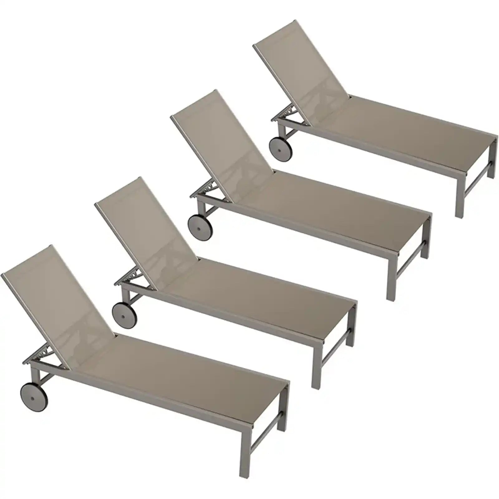 Patio Outdoor Chaise Lounge Chair with Wheels for Outside Aluminum Adjustable Angle Lounge Chair Set