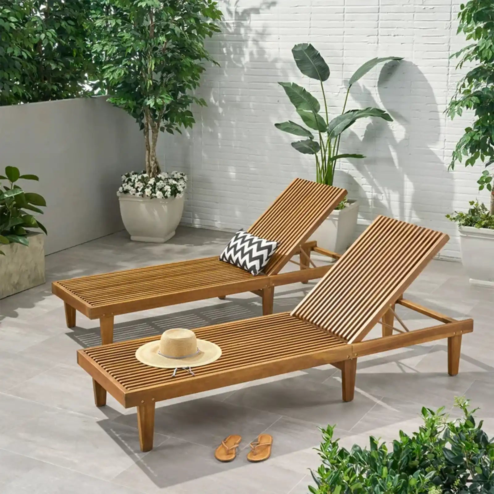 Chaise Lounge de madera de acacia al aire libre 