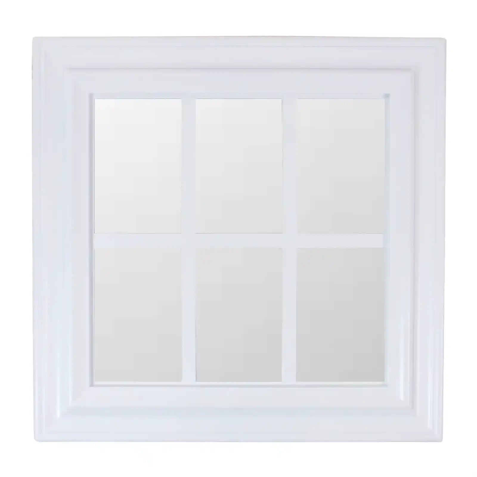 White Mullions Windowpane Square Wall Mirror