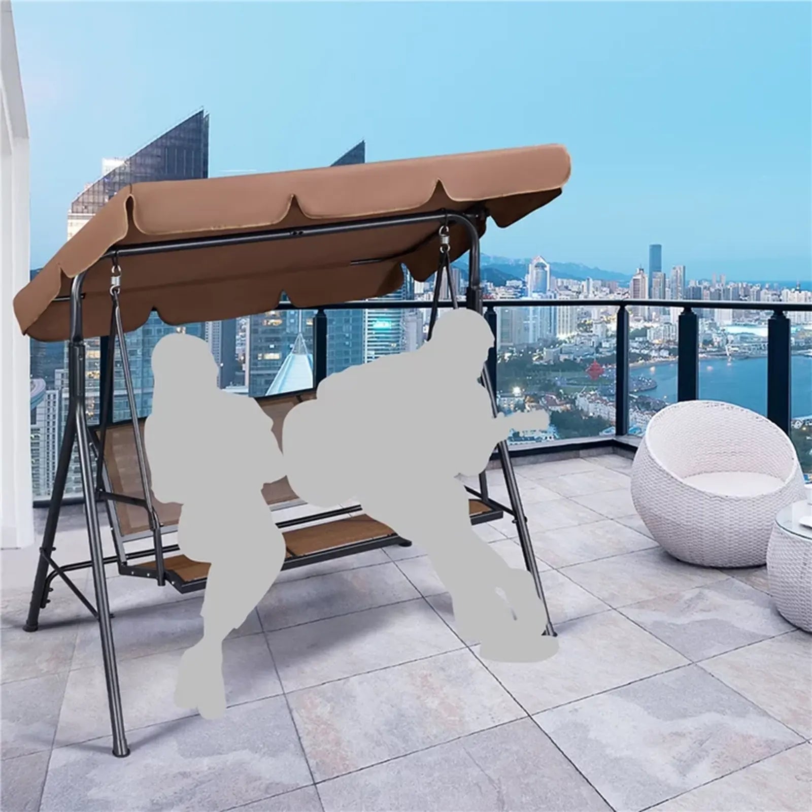 Patio Canopy Porch Hanging 3-Seat Swing Chair for Outdoor
