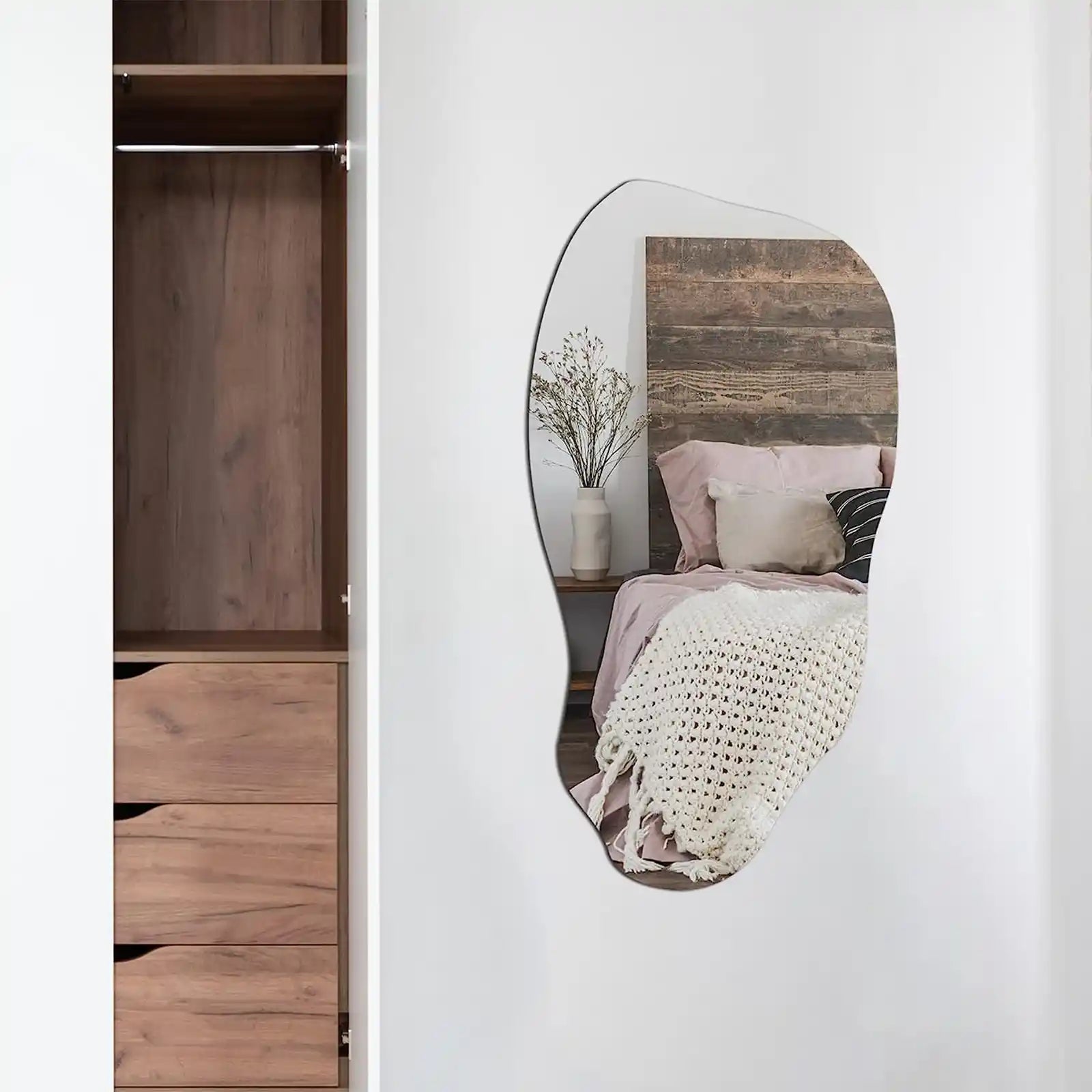 Irregular Asymmetrical Wall Mirror for Living Room Bathroom Entryway, Modern Decorative Mirror Hanging