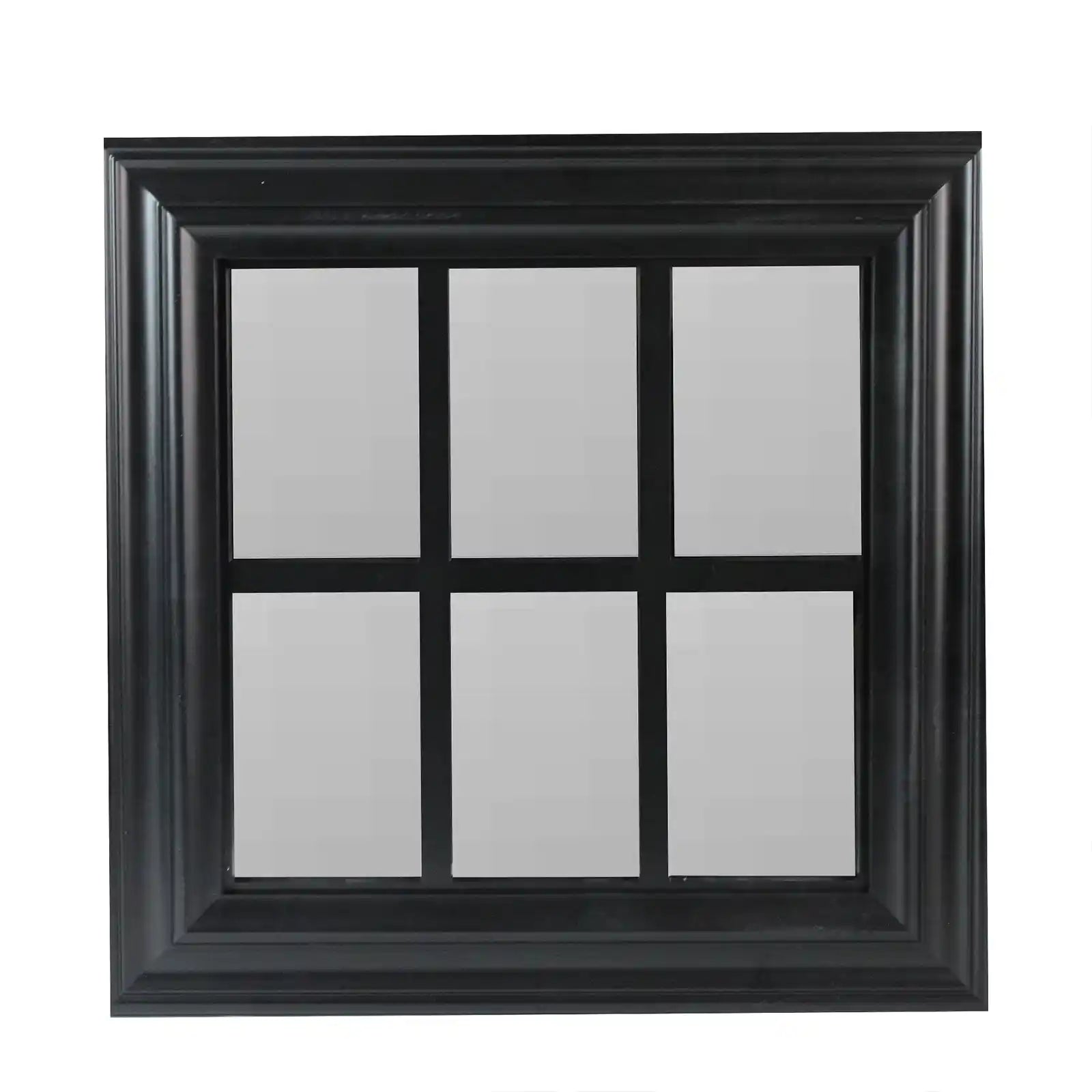 Espejo de pared cuadrado con panel de ventana y parteluces blancos