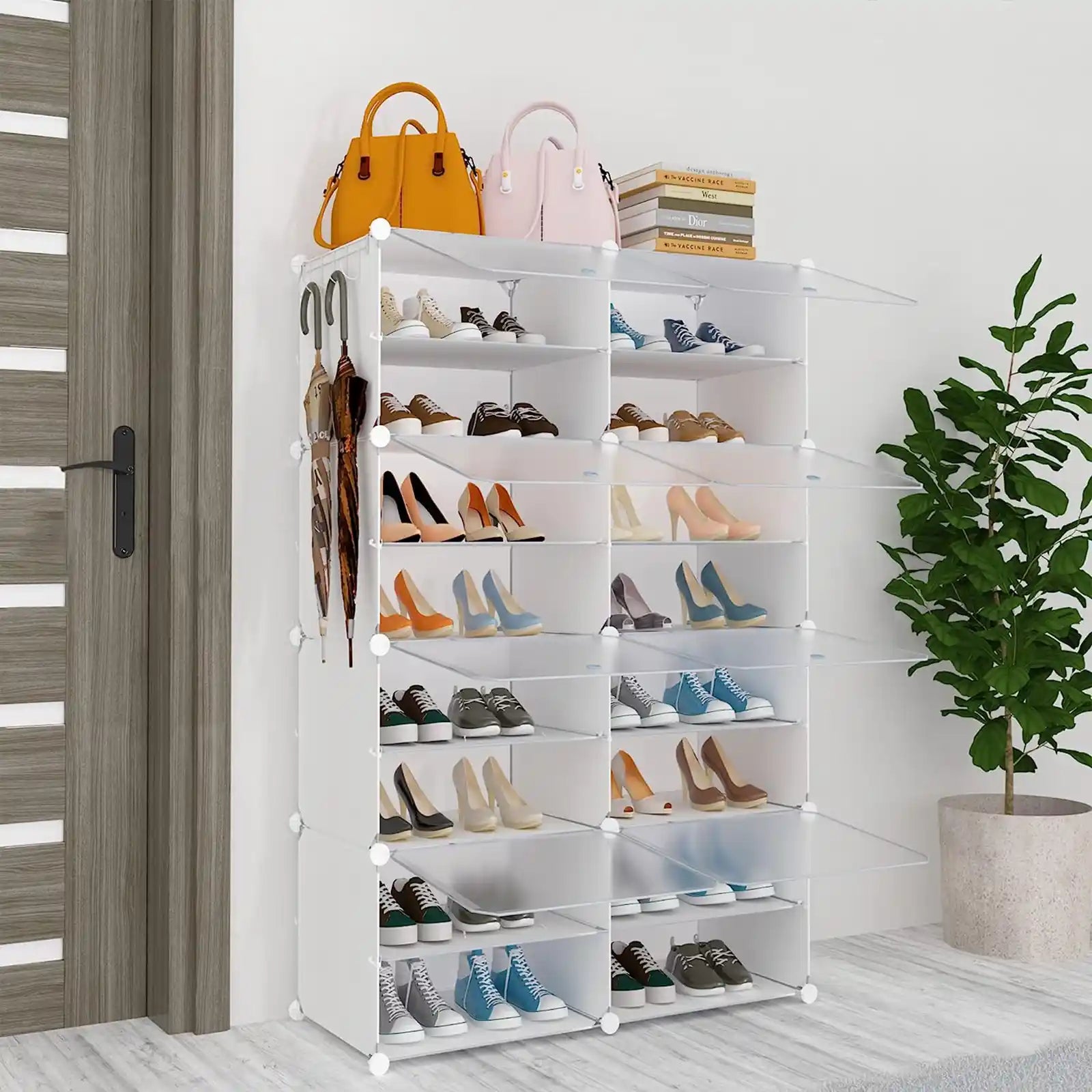 Shoe Storage , Shoe Rack Organizer for Closet Shoe Cabinet with Door Shoe Shelves for Closet,Entryway,Hallway,Bedroom