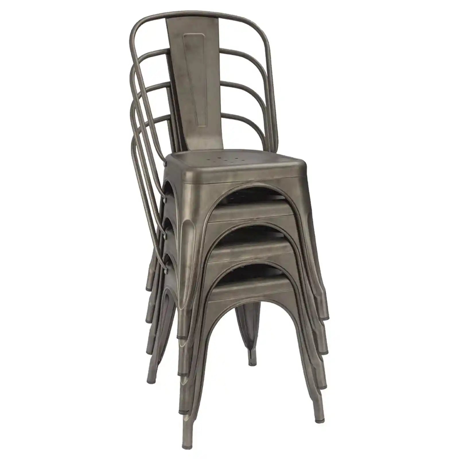 Metal Dining Chair Indoor-Outdoor Use Stackable Classic Trattoria Chair Fashion Dining Metal Side Chairs for Bistro Cafe Restaurant Set of 4