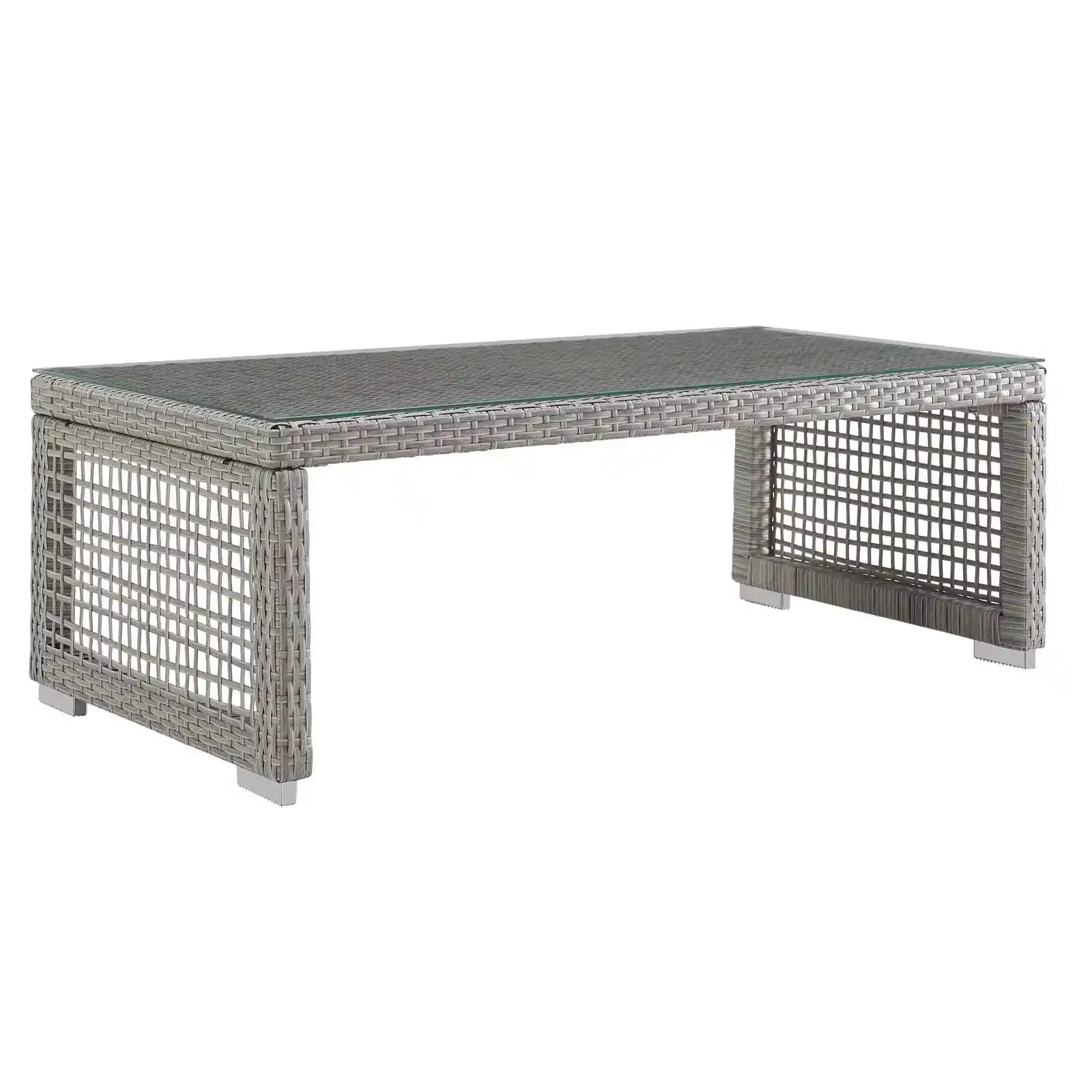 Rattan Outdoor Patio Coffee Table in Gray
