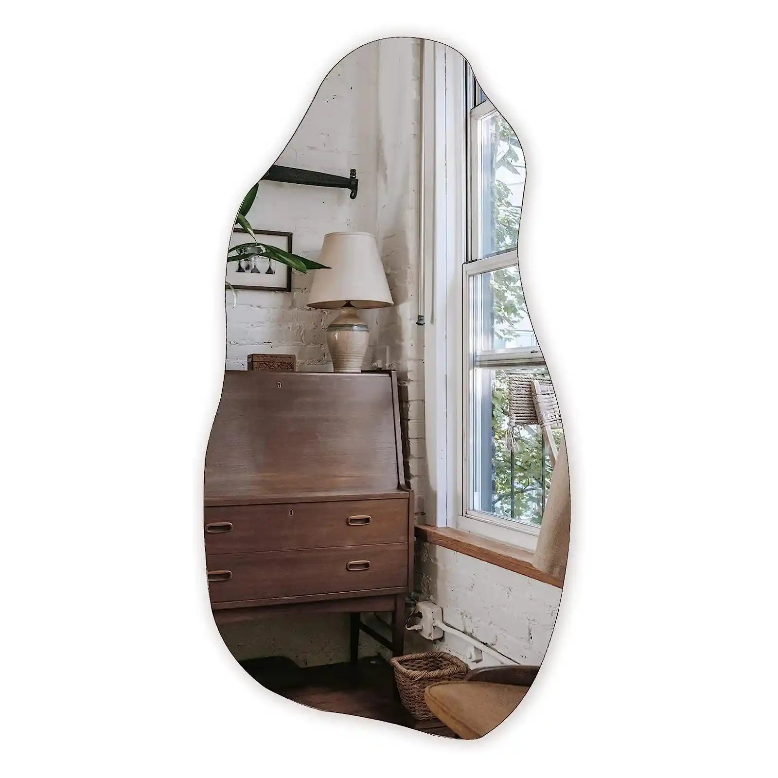 Espejo de pared asimétrico irregular para la entrada del baño de la sala de estar, colgante decorativo moderno del espejo