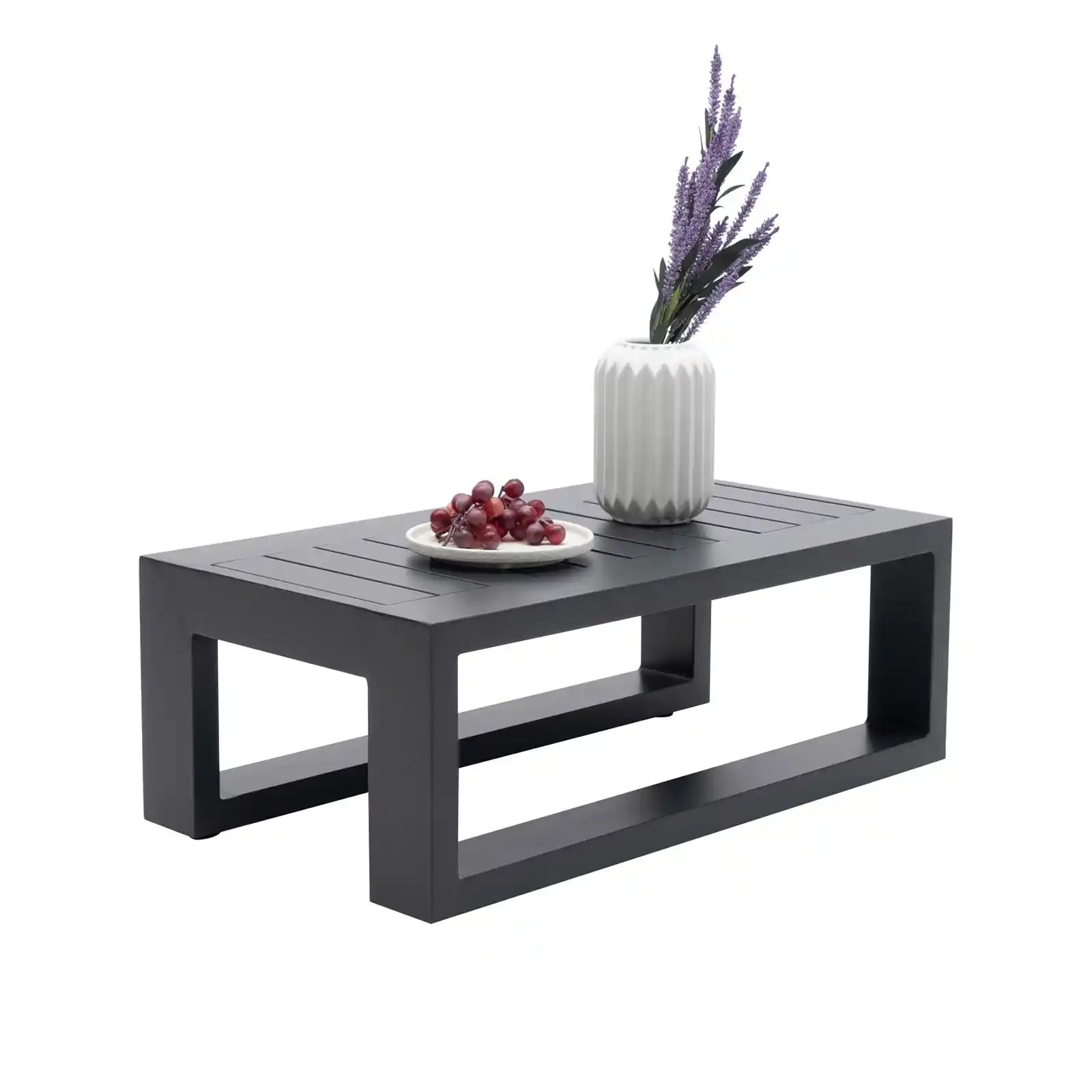 Patio Side Table Aluminum Outdoor End Tables Small Rectangle Coffee Table Patio Furniture,Gray