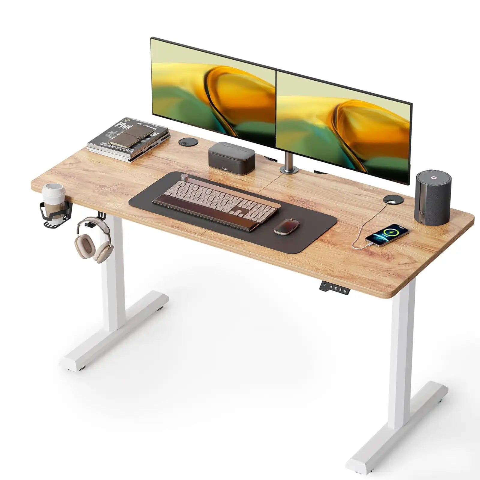 Electric Standing Desk, 55 x 24 Inches Height Adjustable Stand up Desk, Sit Stand Home Office Desk, Computer Desk