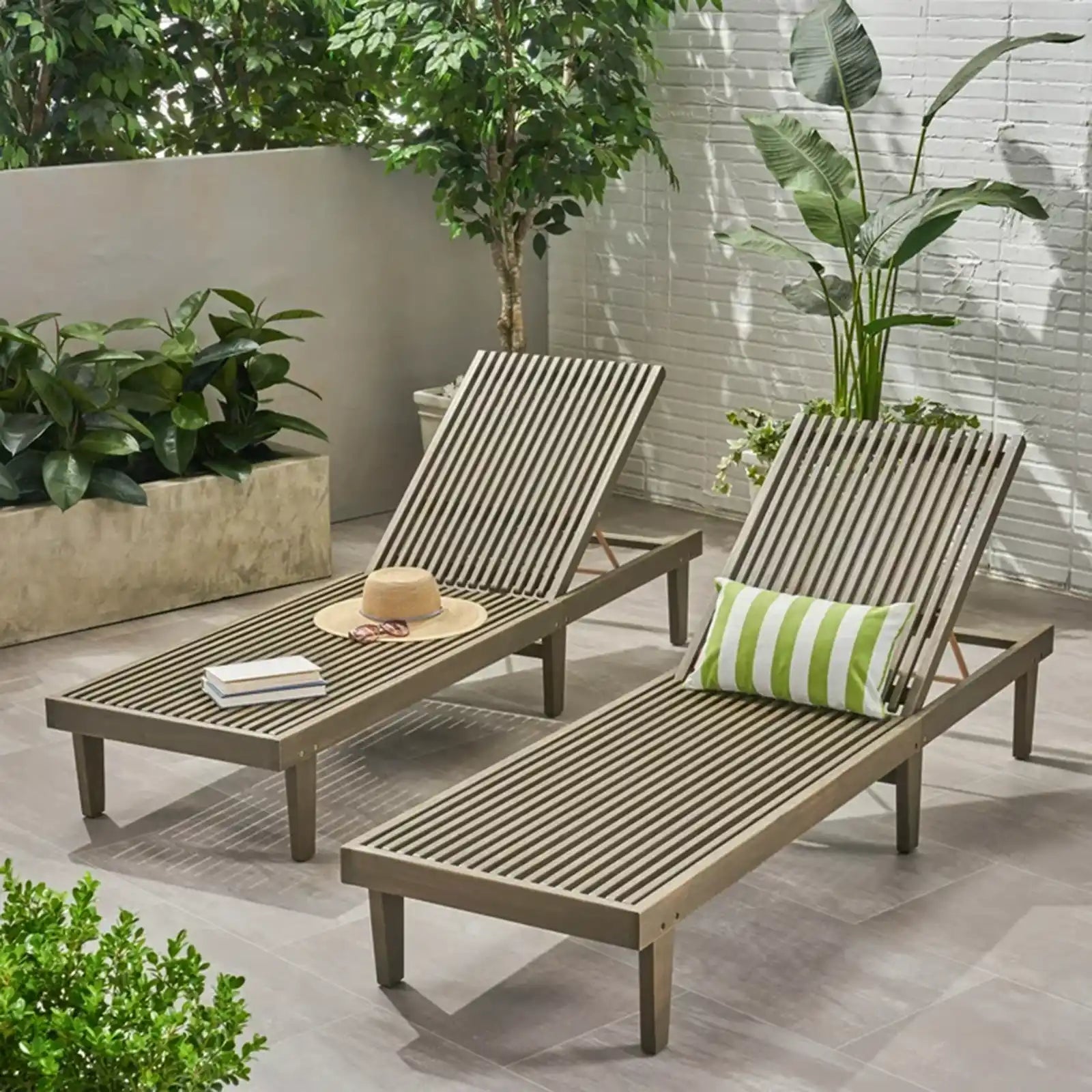 Chaise Lounge de madera de acacia al aire libre 