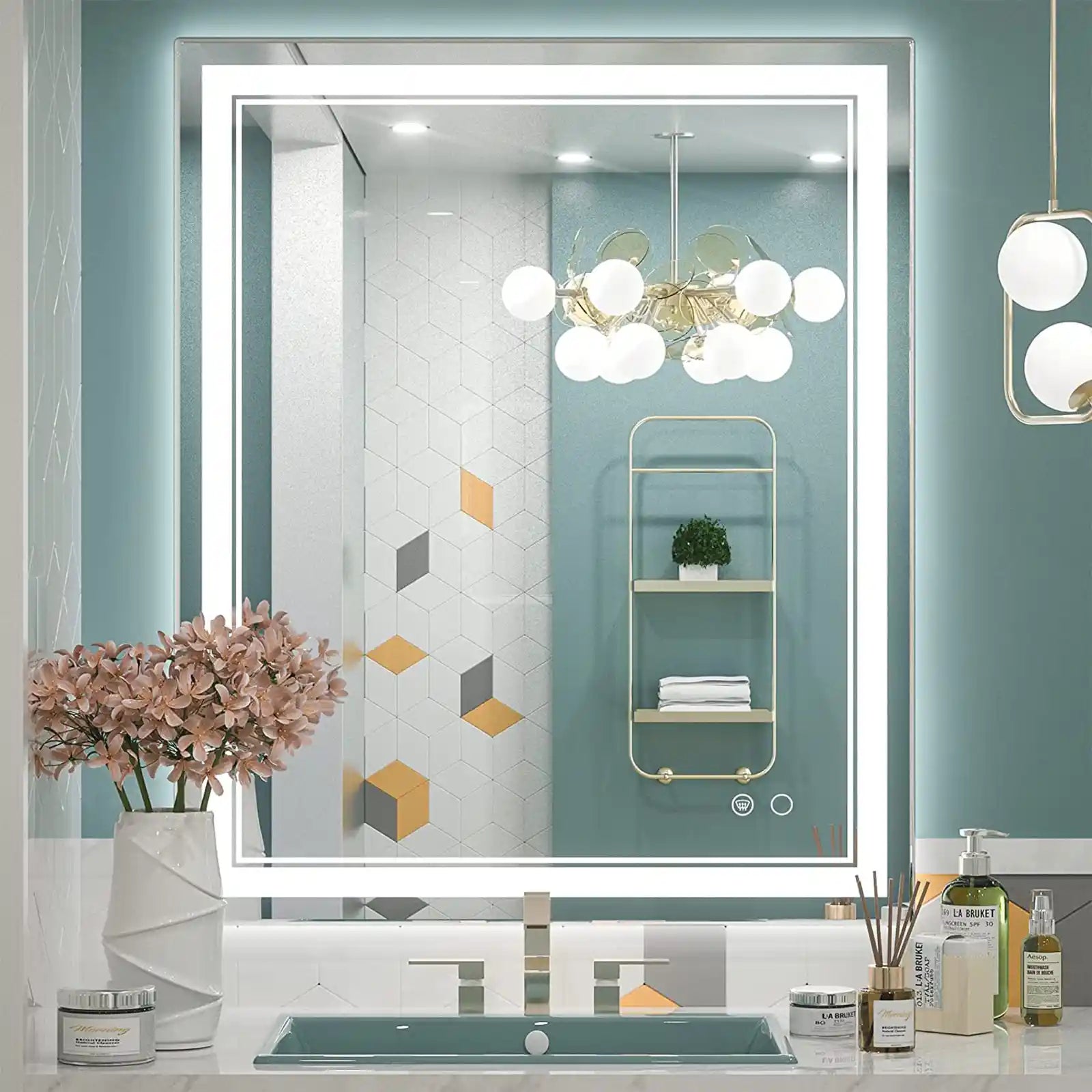 Espejo de baño LED con luces, espejo de tocador de baño, espejo de pared, espejo de maquillaje LED 