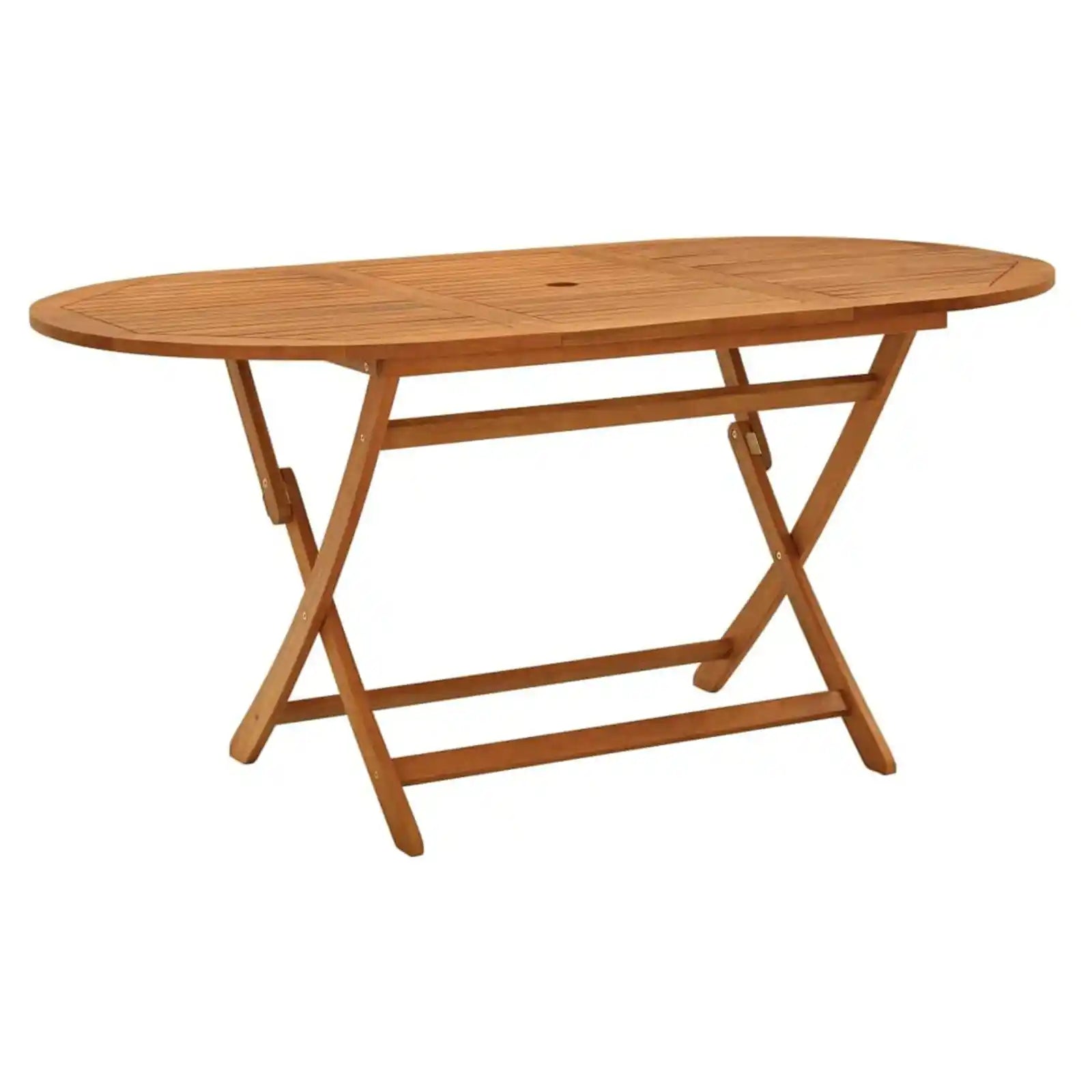 Mesa de comedor de madera para exteriores, mesa de patio plegable con orificio para sombrilla