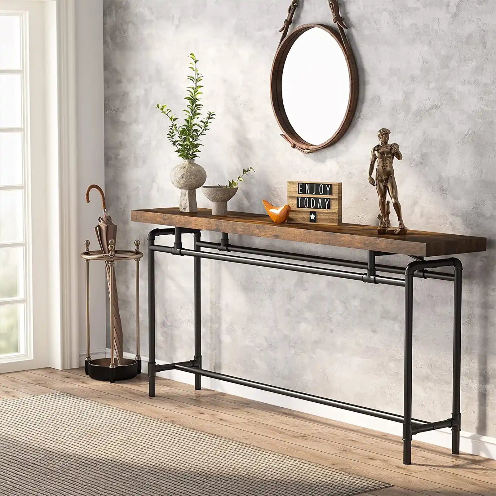 Console Table, 70.9 Inches Extra Long Sofa Table for Living Room, Farmhouse Narrow Console Sofa Tables Behind Couch, Grey Entryway Hallway Foyer Table for Entrance