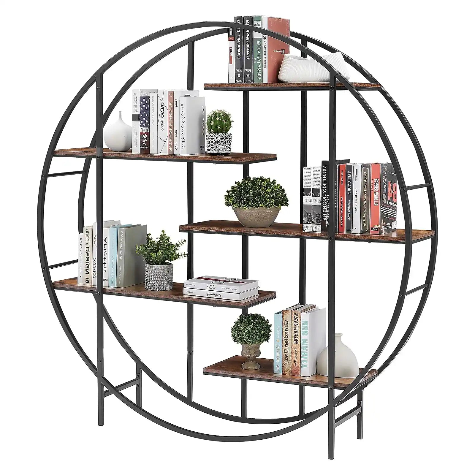 Metal Round Bookcase , Bookshelves , Shelves , 5 Tier Bookshelf
