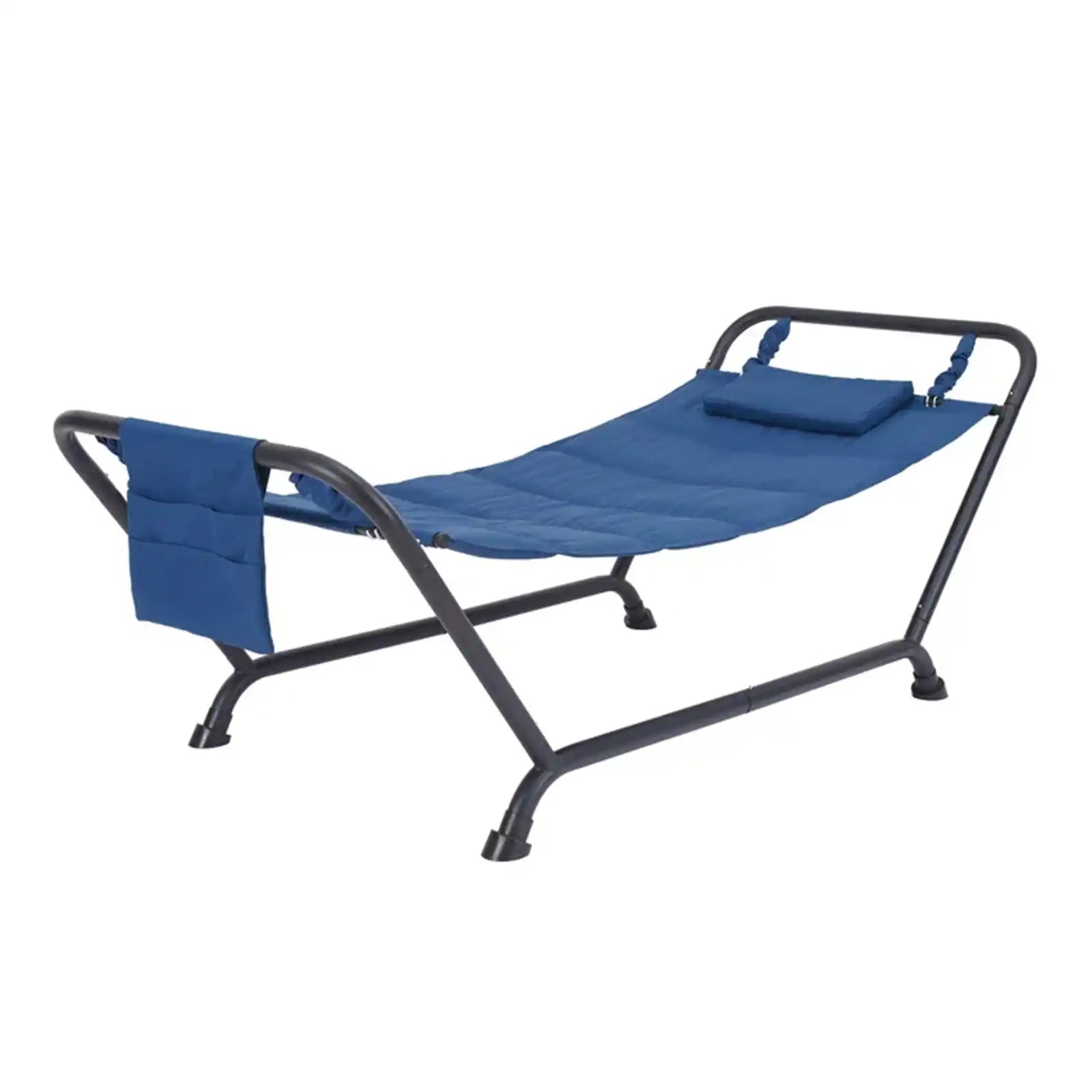 Polyester Hammock with Stand and Pillow for Outdoor Patio, Multi color, Assembled Length 90.55"