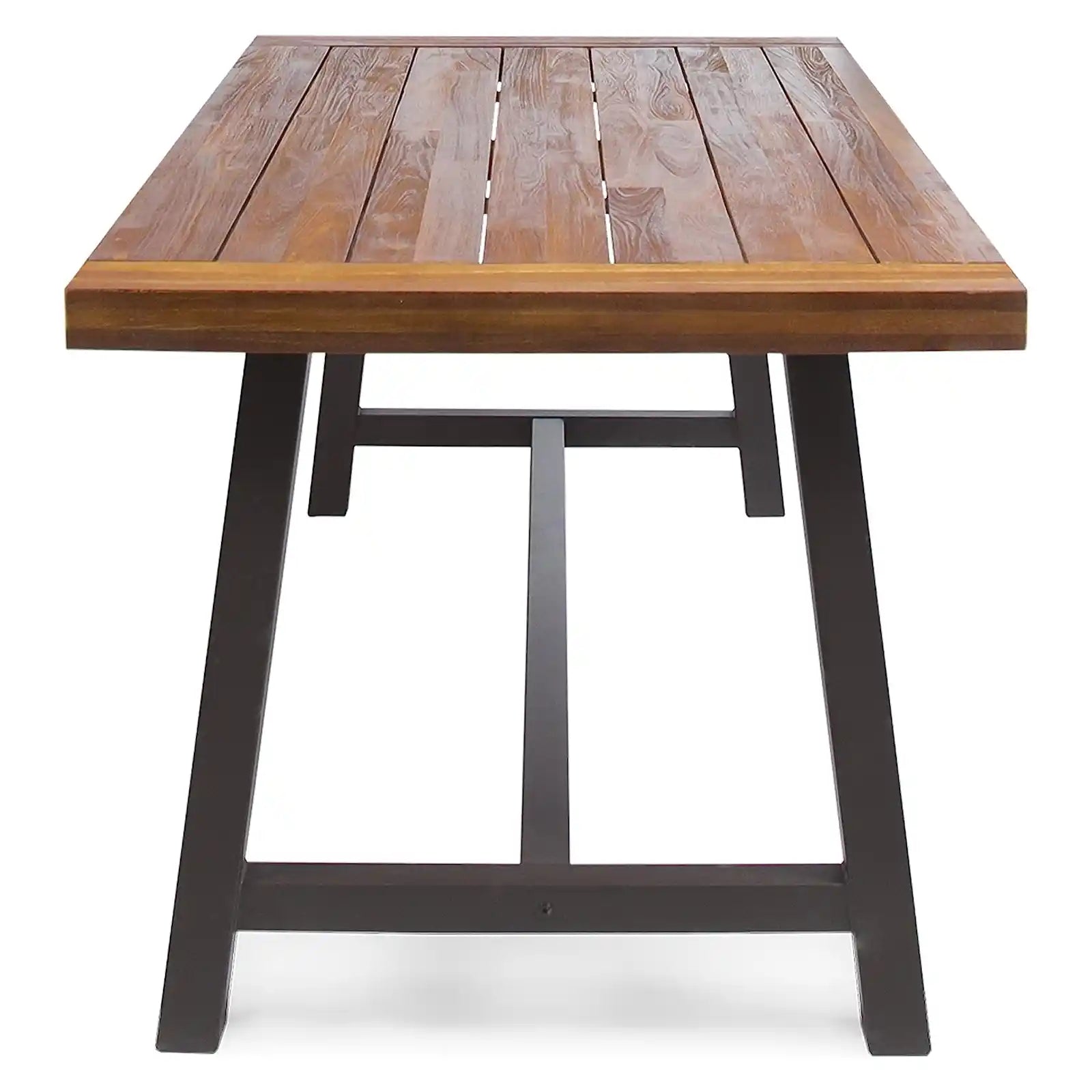 Outdoor Dining Table with Iron Legs, Sandblast Finish / Rustic Metal