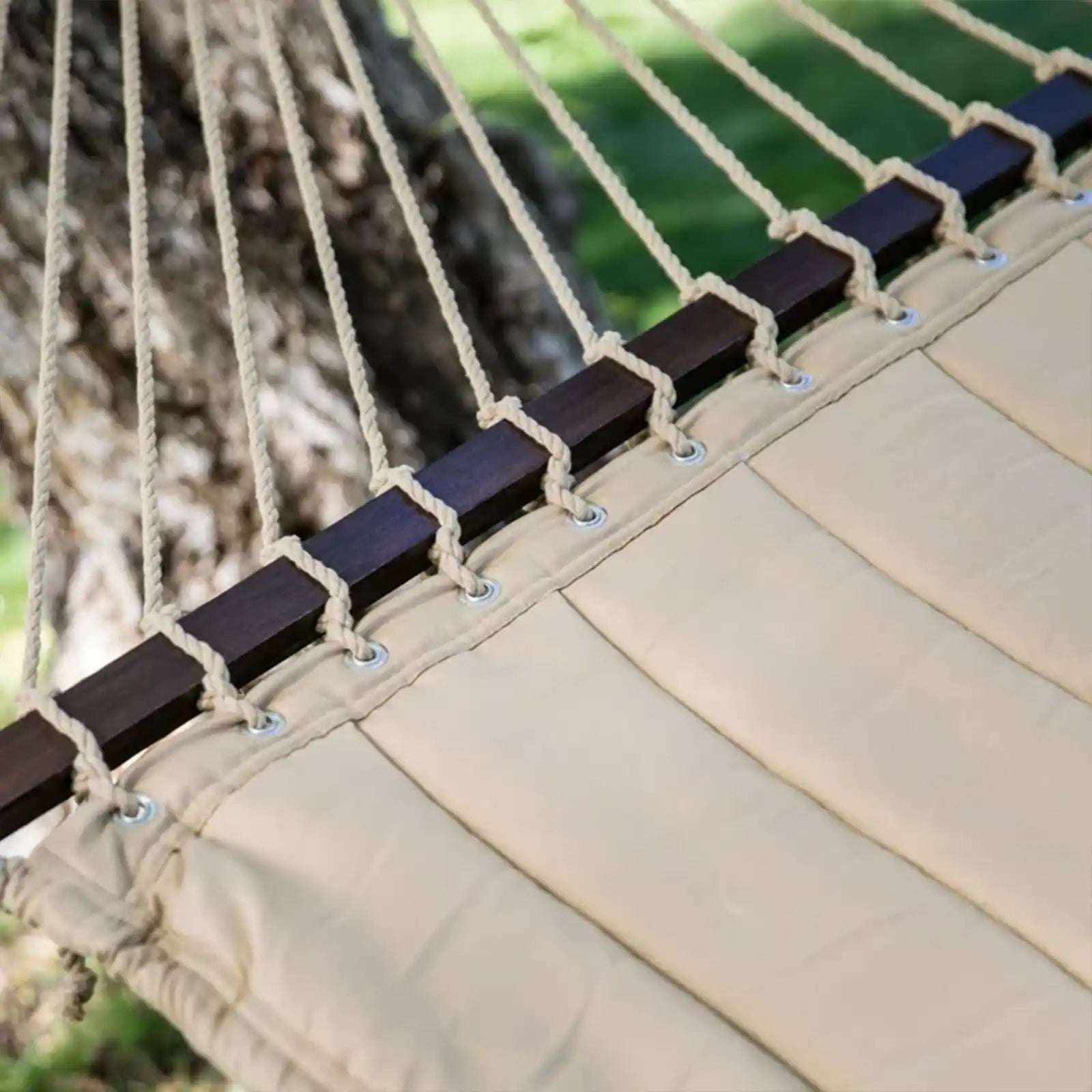 Brown Quilted Double Hammock, Product Assembled Size 13 ft L x 4.5 ft W