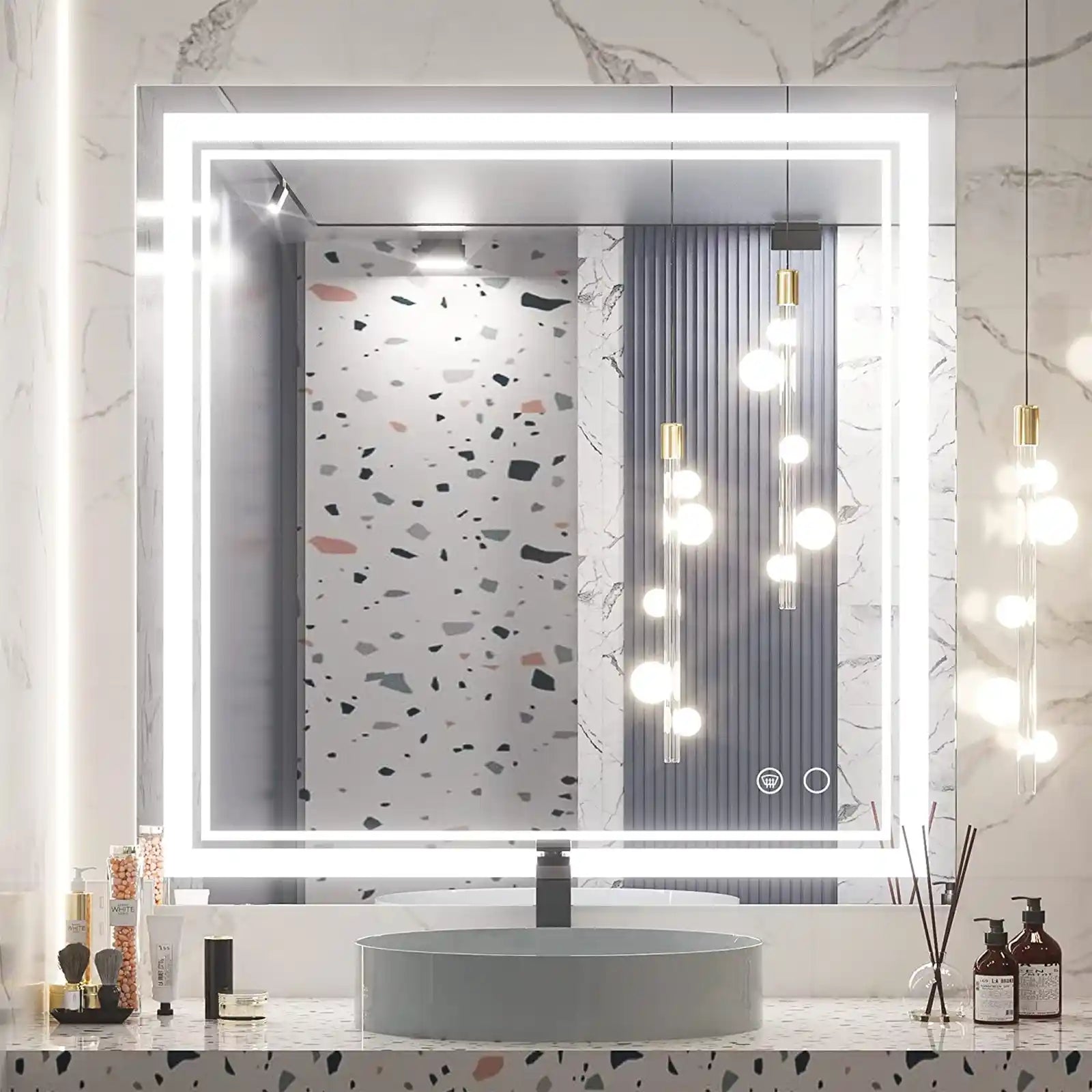 LED Bathroom Mirror with Lights, Bathroom Vanity Mirror, Wall Mounted Mirror, LED Makeup Mirror