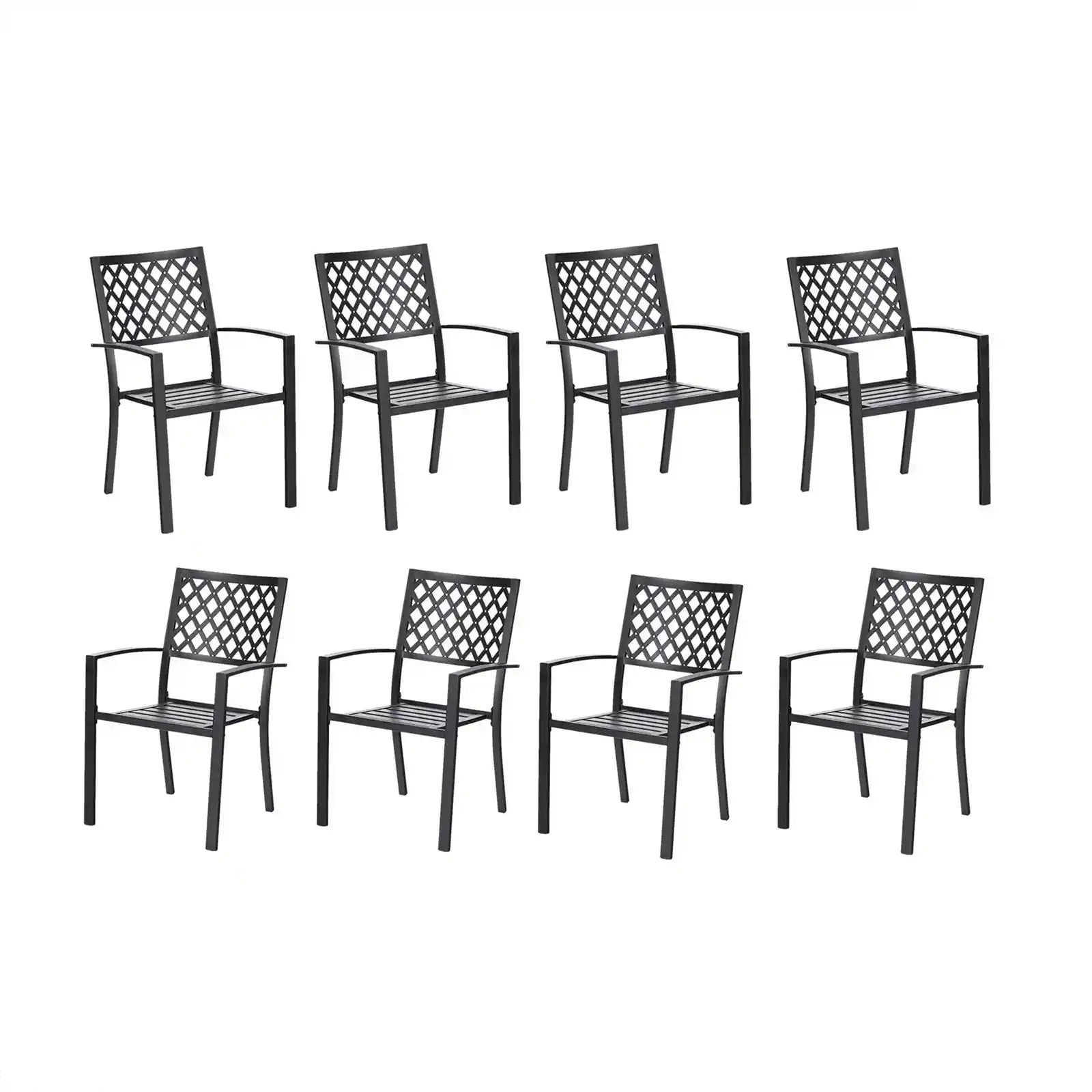Modern Metal Dining Chairs Set of 8, Black