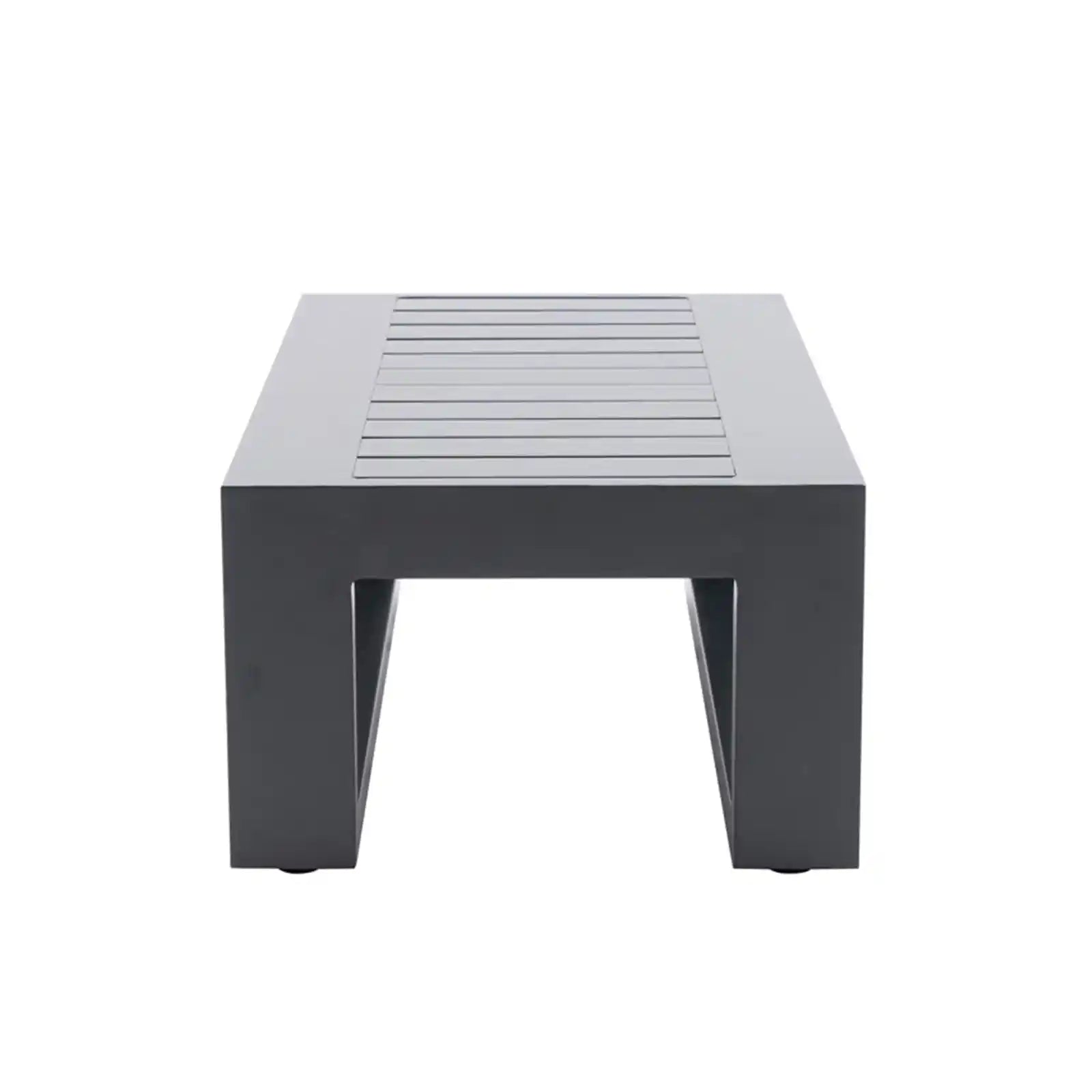 Mesa auxiliar para patio, mesas auxiliares de aluminio para exteriores, mesa de centro rectangular pequeña, muebles de patio, gris 