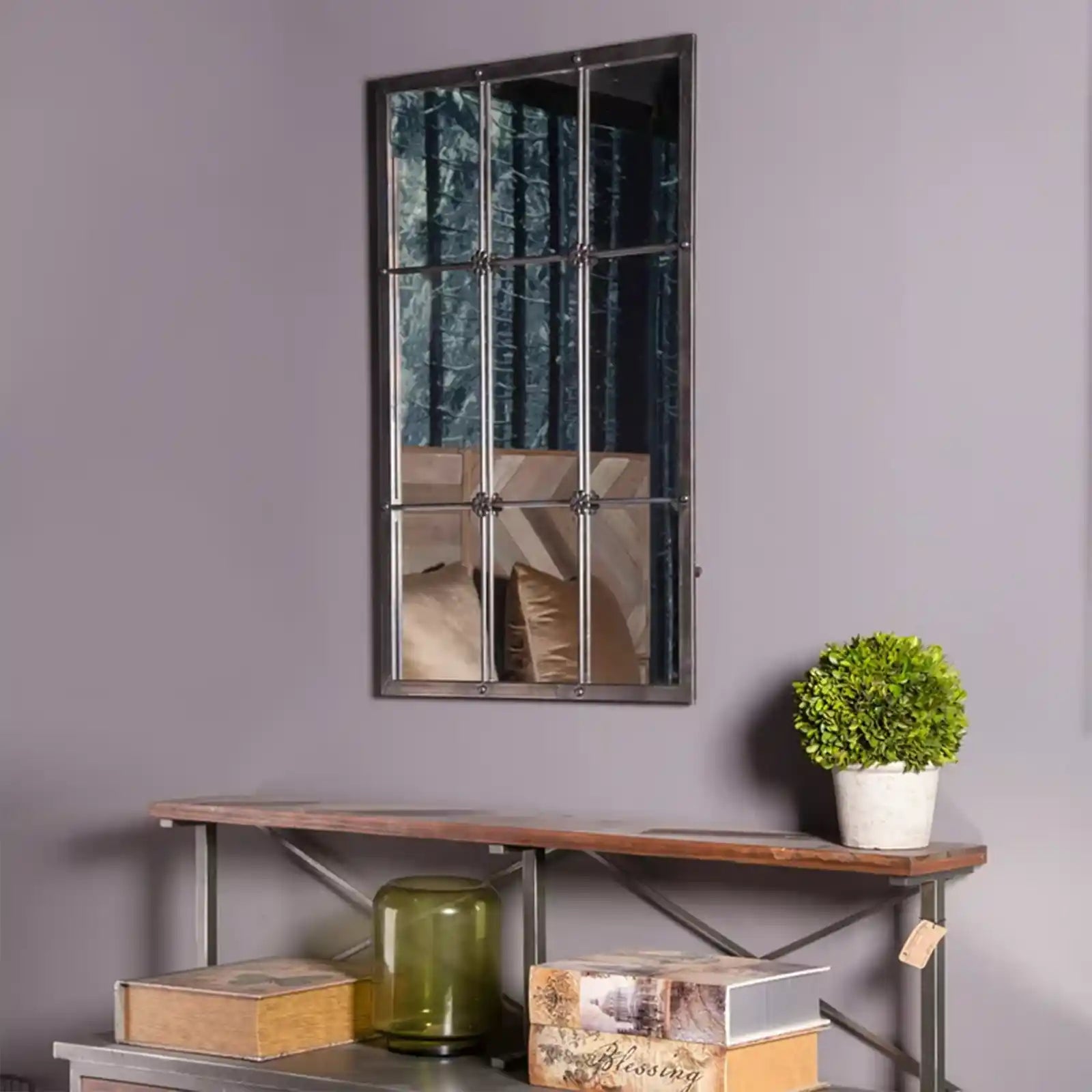 Window Frame Floral Accent Wall Mirror