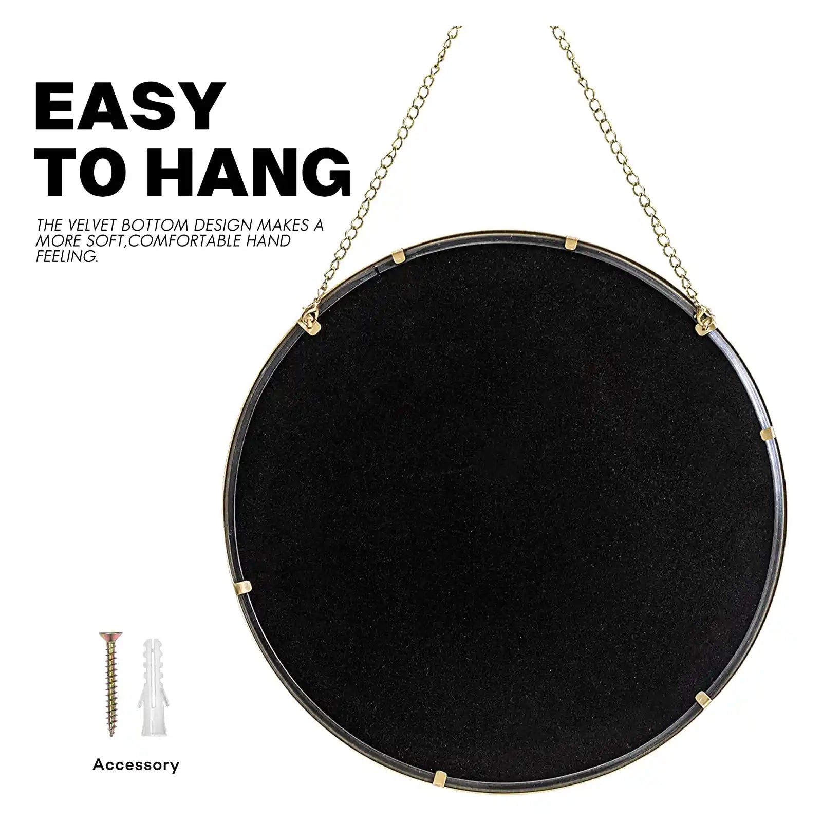 Hanging Circle Mirror Wall Decor Gold Round Mirror with Hanging Chain for Bathroom, Bedroom, Vanity, Living Room, Entryway