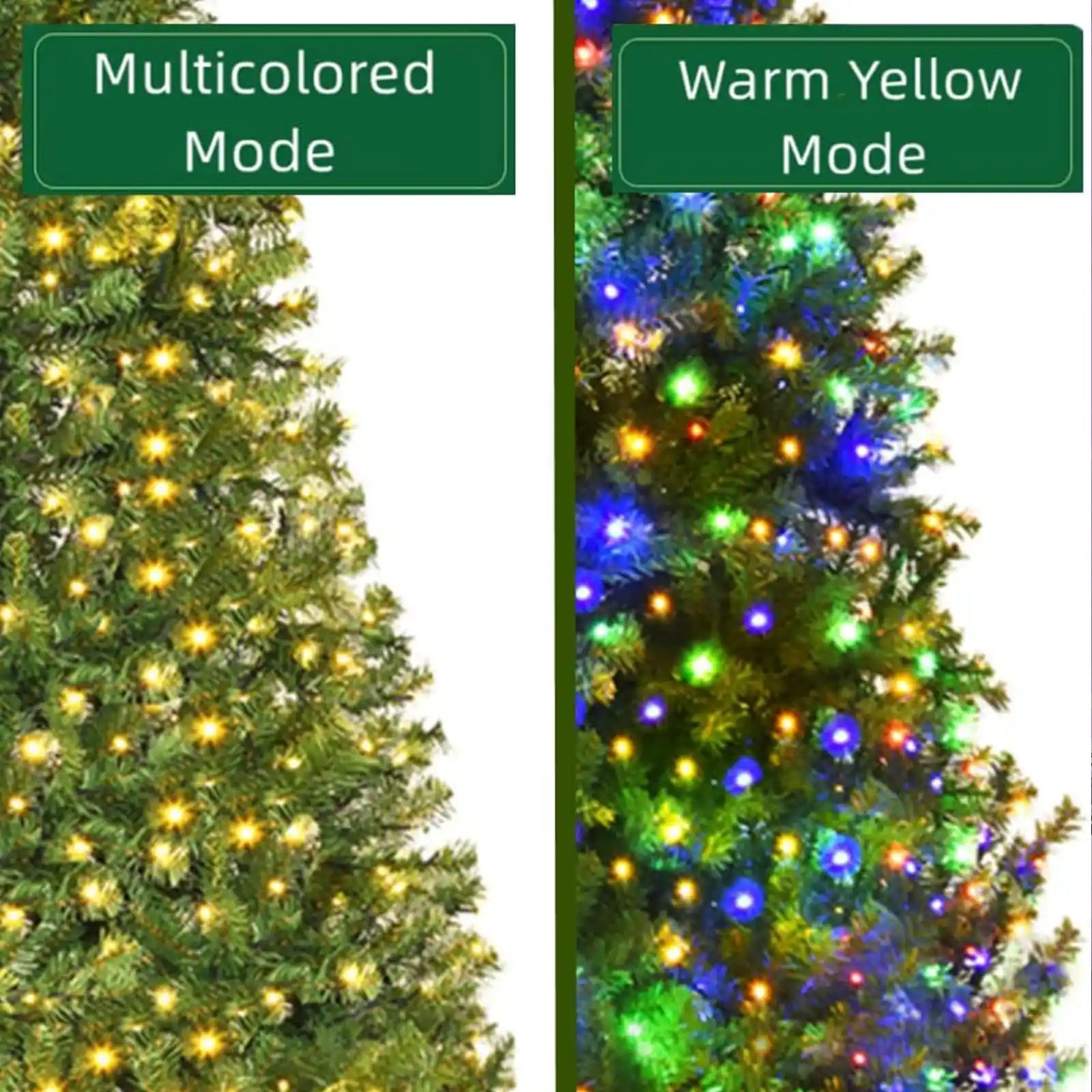 8FT Prelit Christmas Tree with Light Multicolor LED & Warm White Color with 2129 Branches Tips Full Appearance for Holiday, Party & Home Decoration