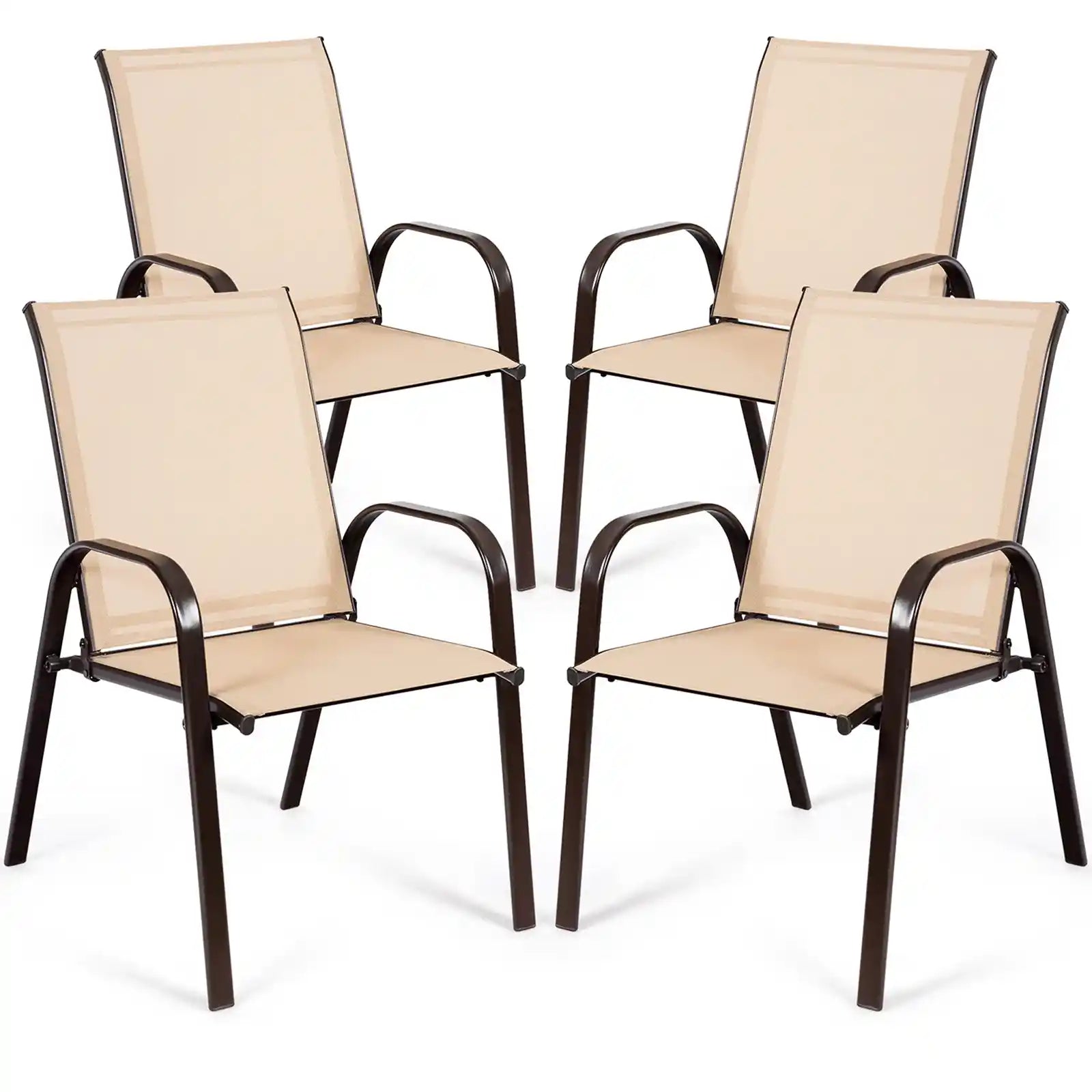 4 Patio Chairs Dining Chairs w/ Steel Frame Yard Outdoor