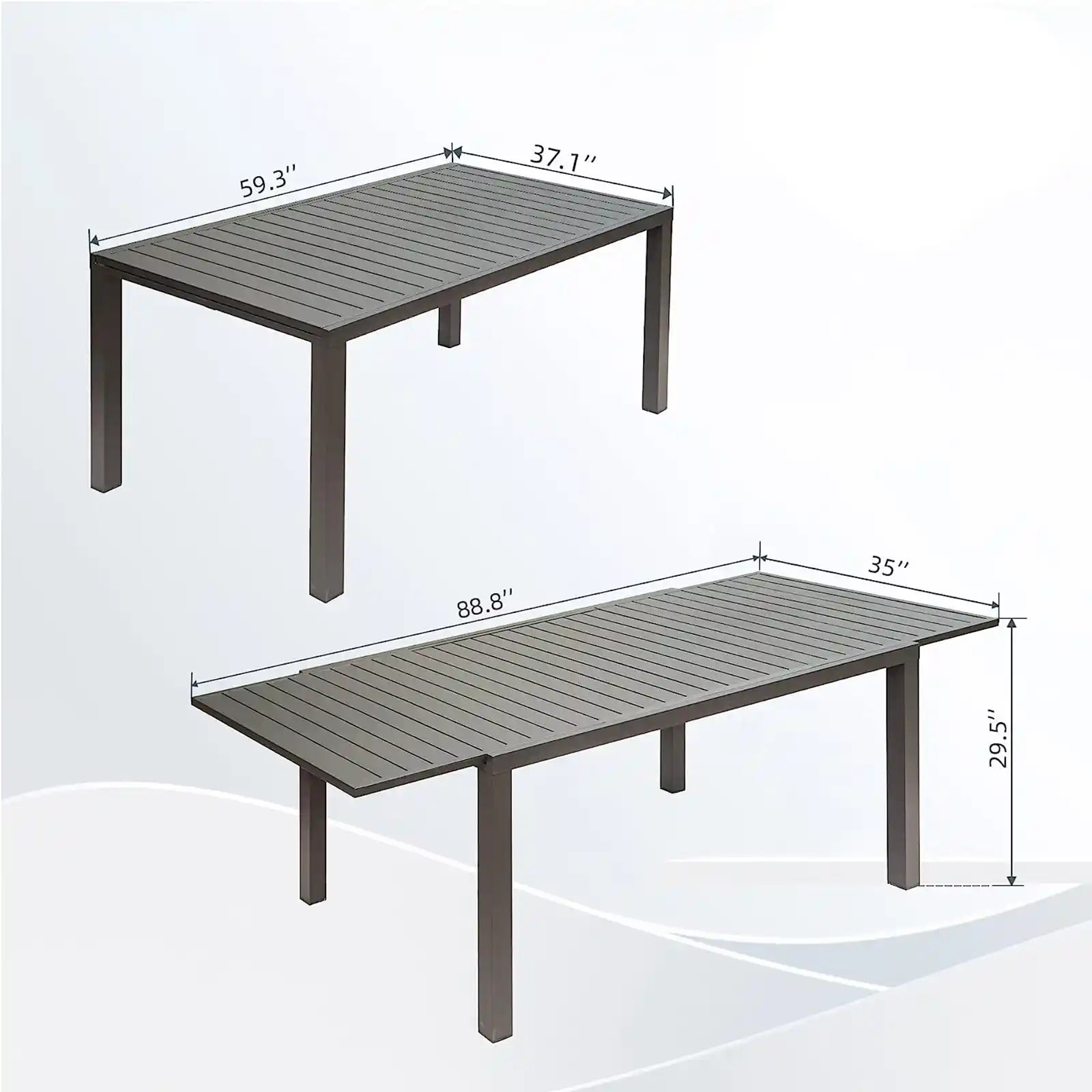 Patio Dining Expandable Table, Metal Outdoor Table for Porch Lawn Garden Bistro