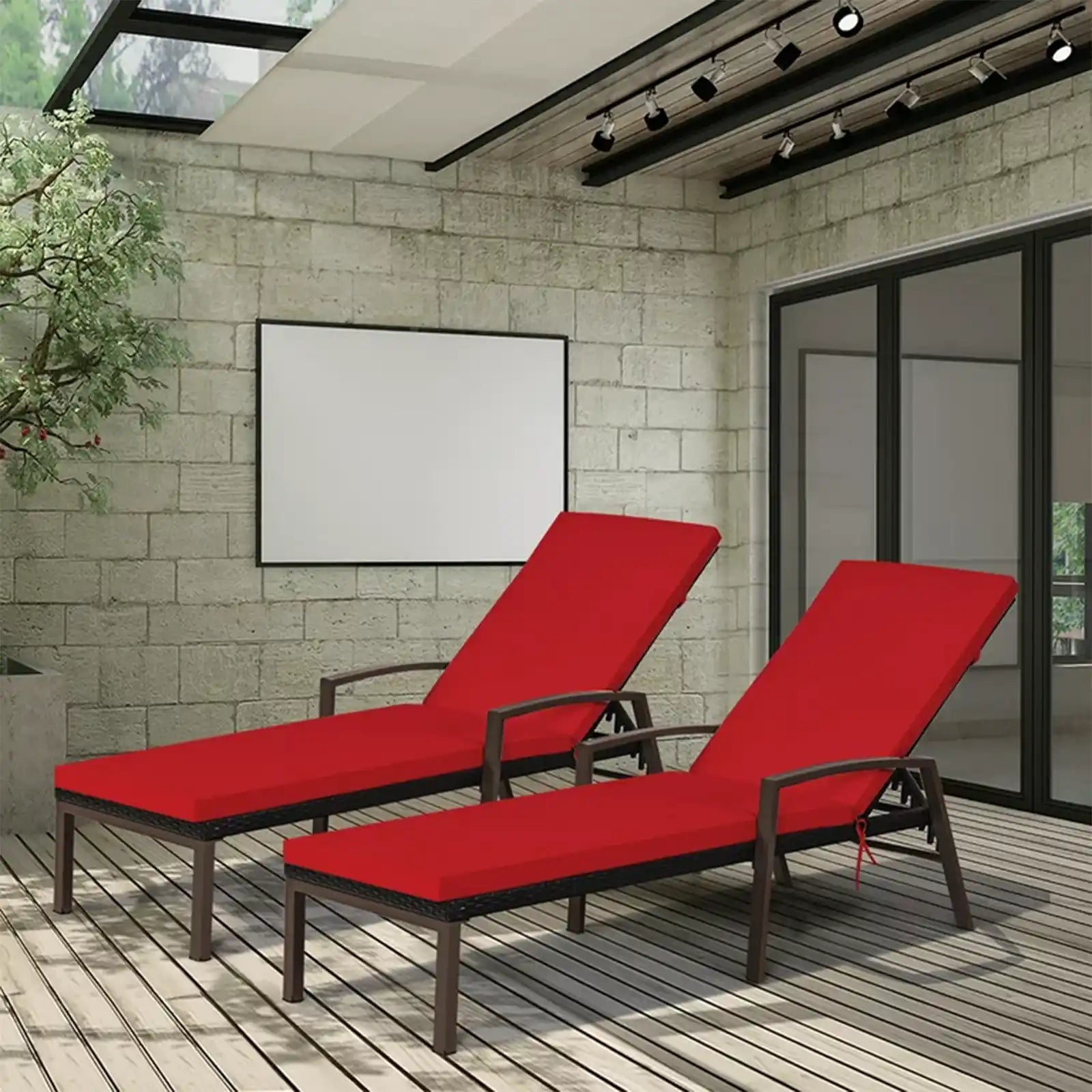 Chaise Lounge, silla, sillón reclinable y respaldo ajustable de ratán para patio