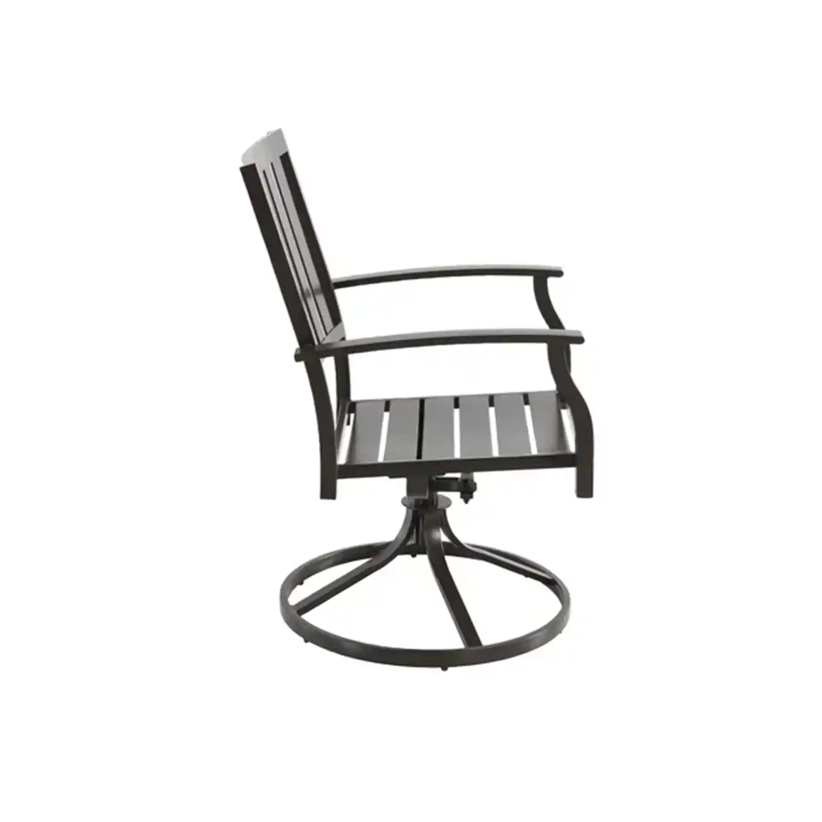 Farmhouse Brown Steel Outdoor Patio Swivel Chairs, Set of 2