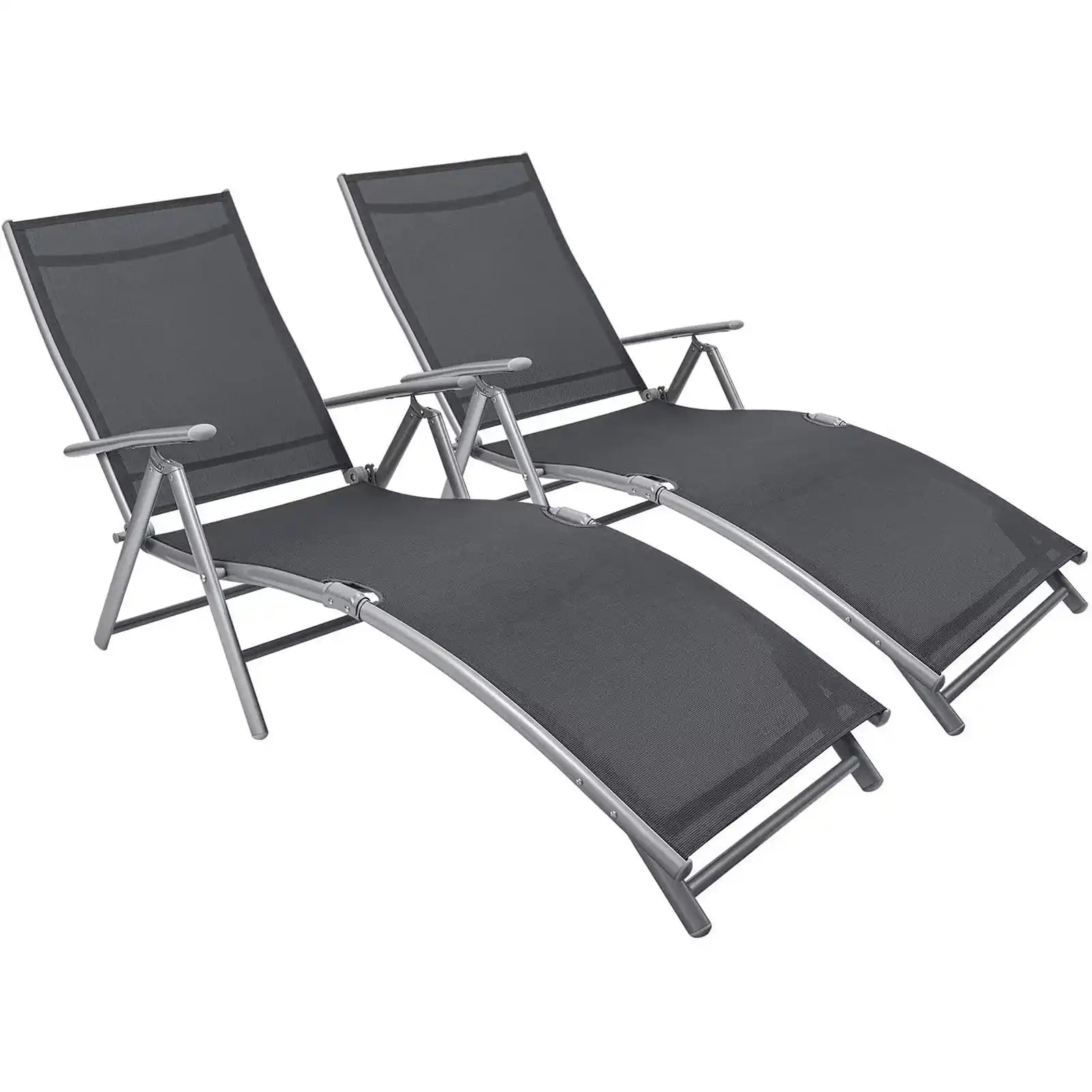 Patio Adjustable Chaise Lounge for Outdoor and Pool Side, Folding Recliners, Set of 2