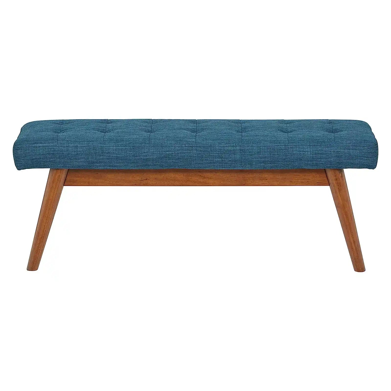 Modern Haraden Upholstered Button-Tufted Bench, Blue