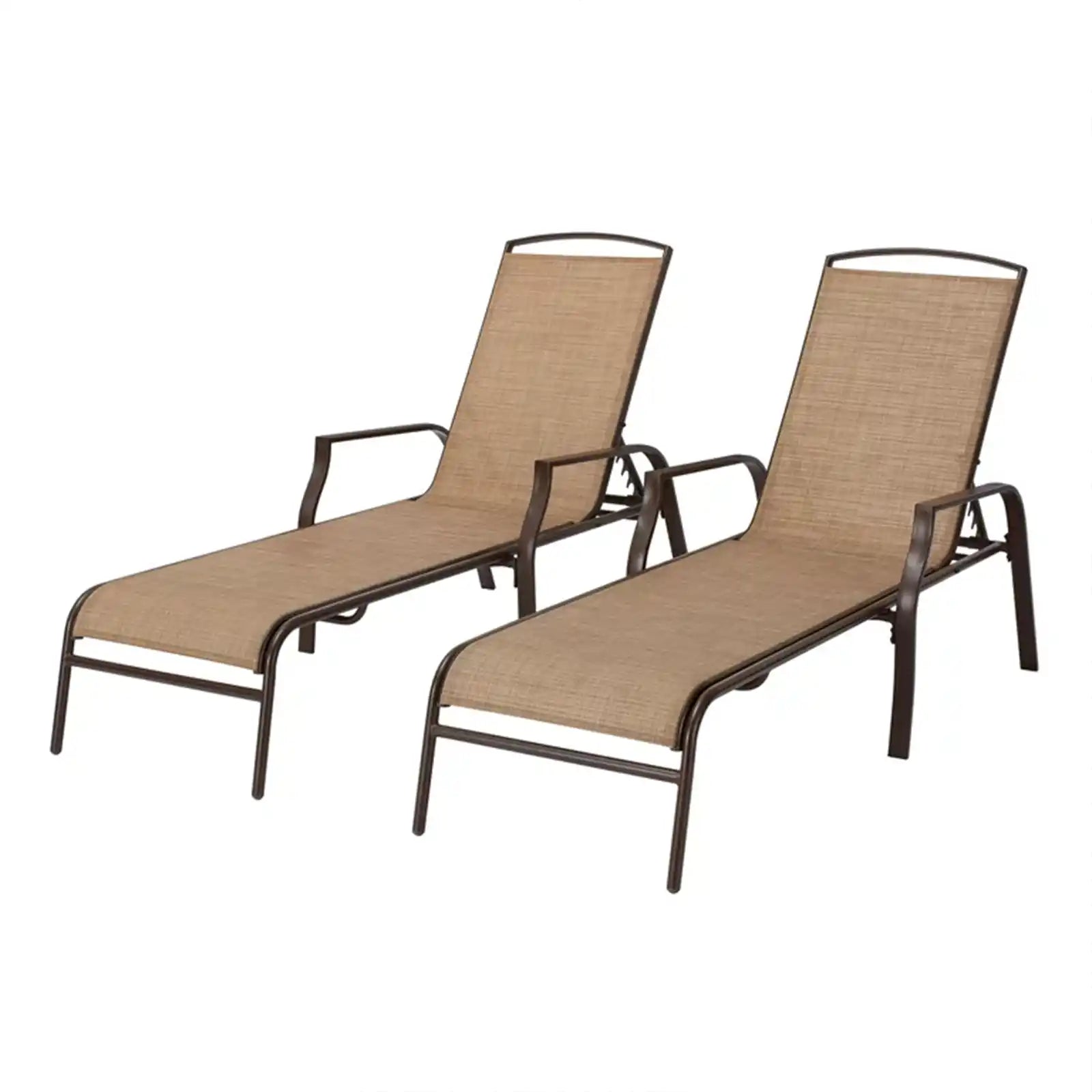 Reclining Steel Outdoor Chaise Lounge - Set of 2