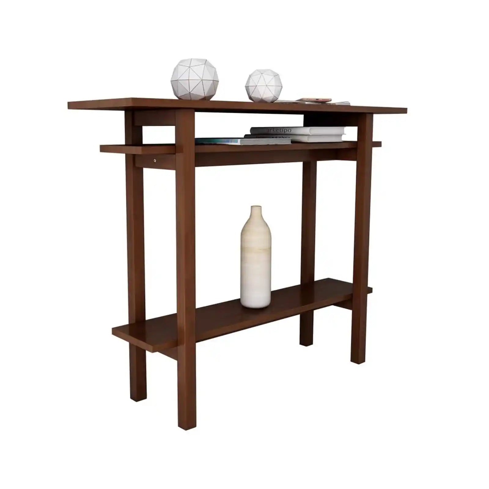 Mid Century Modern Solid Wood Console Table, 3-Tier Entryway Table with Storage Shelves Accent Long Sofa Table