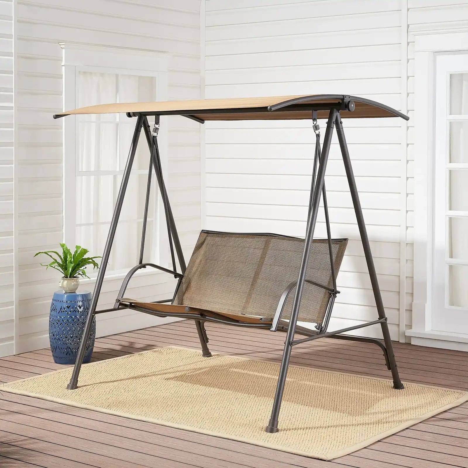 2-Person Canopy Porch Swing | Durable Steel Frame | Weather-Resistant Fabric | Easy Assembly | Perfect for Outdoor Comfort