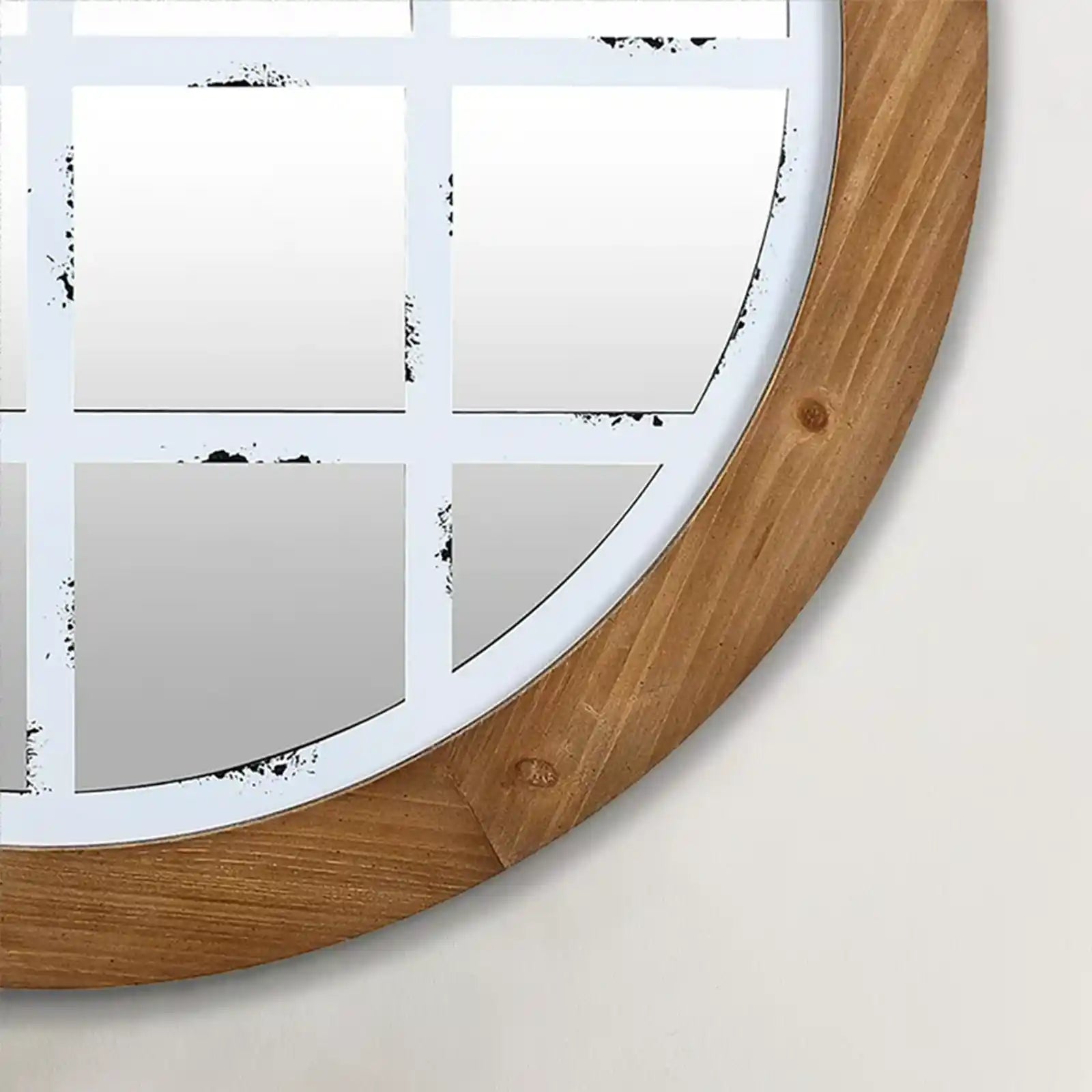 Brown And White Arch Wall Mirror, Farmhouse Round Mirror