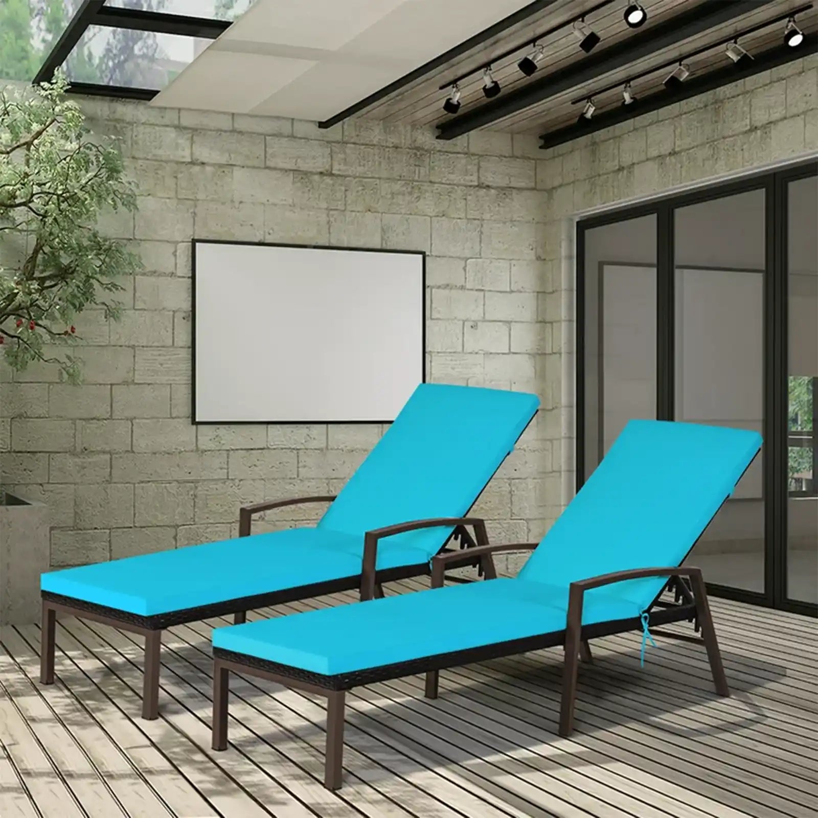 Chaise Lounge, silla, sillón reclinable y respaldo ajustable de ratán para patio