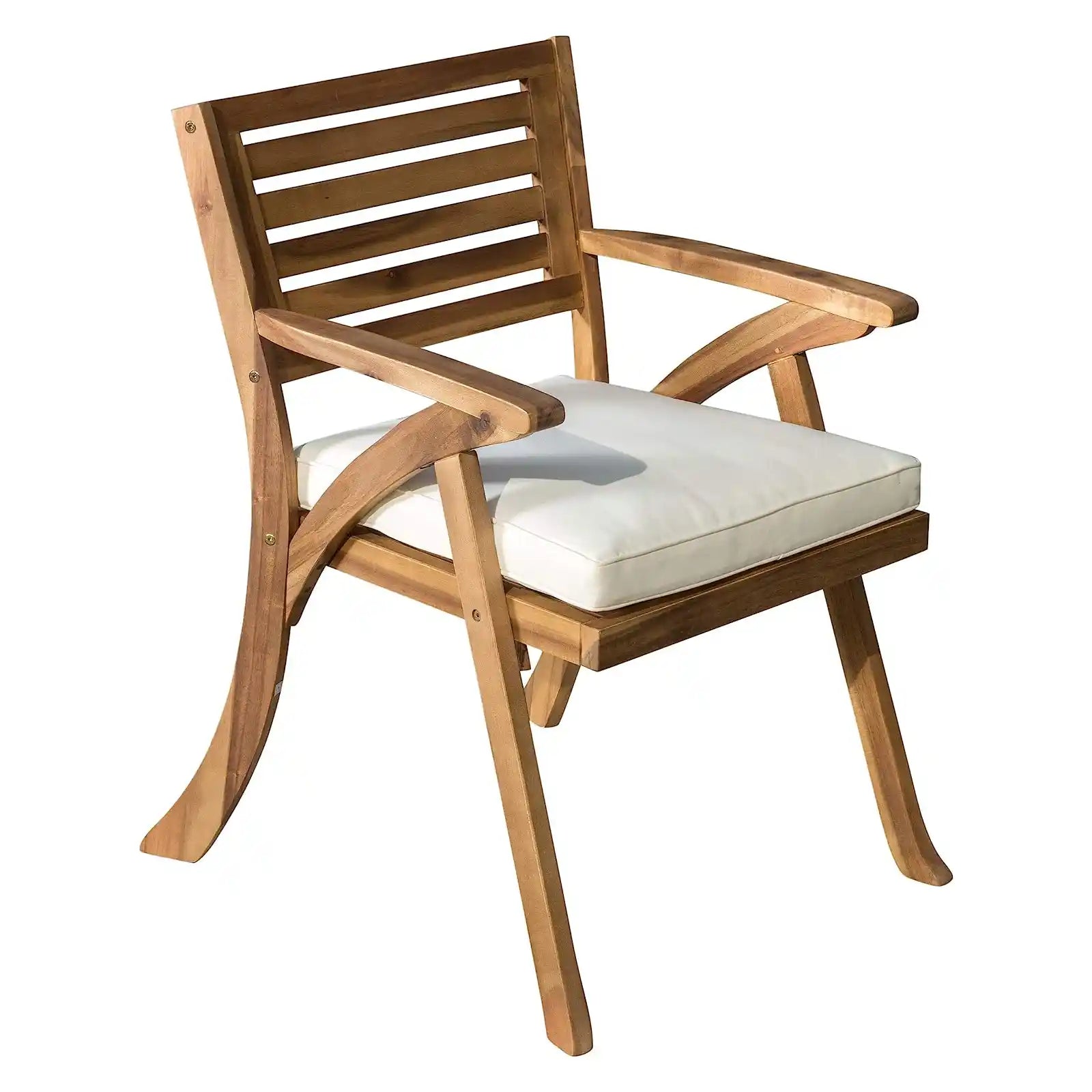 Outdoor Acacia Wood Arm Chairs, 2-Pcs Set, Teak Finish