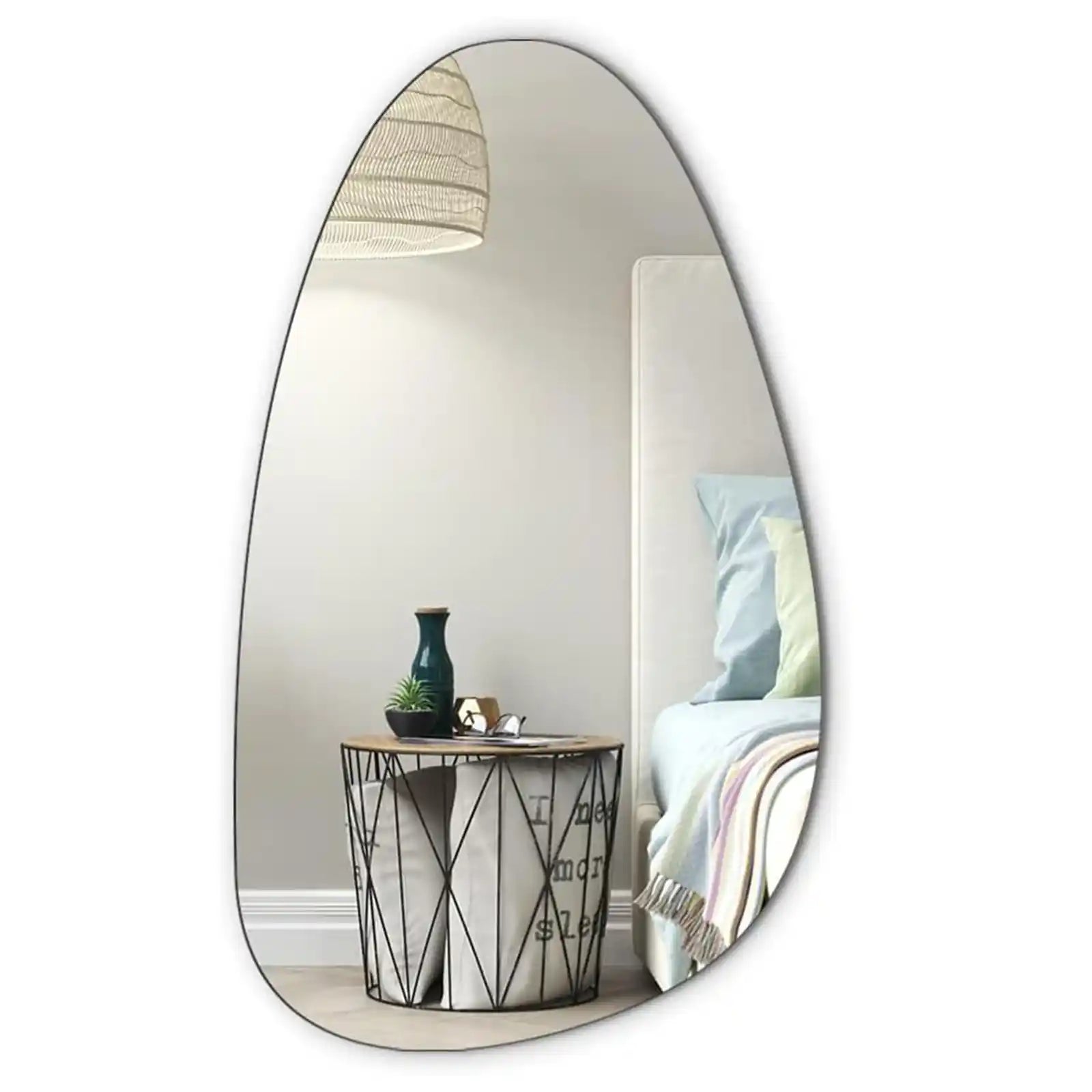 Decoración de espejo irregular para sala de estar, dormitorio, entrada, espejo sin marco montado en la pared de 20 x 33 pulgadas para decoración de pared, espejo asimétrico 