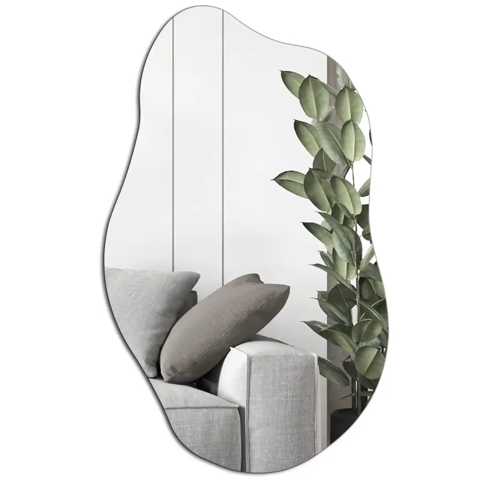 Decoración de pared con espejo irregular de 19,7 x 33,5 pulgadas, espejos de tocador sin marco para sala de estar, dormitorio, oficina en casa 