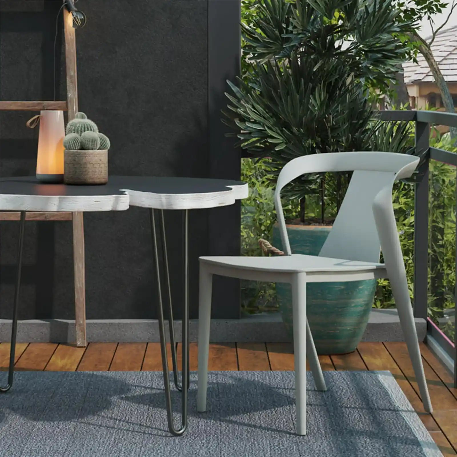 Modern Arm Dining Chair, Indoor/Outdoor, 2-Pack