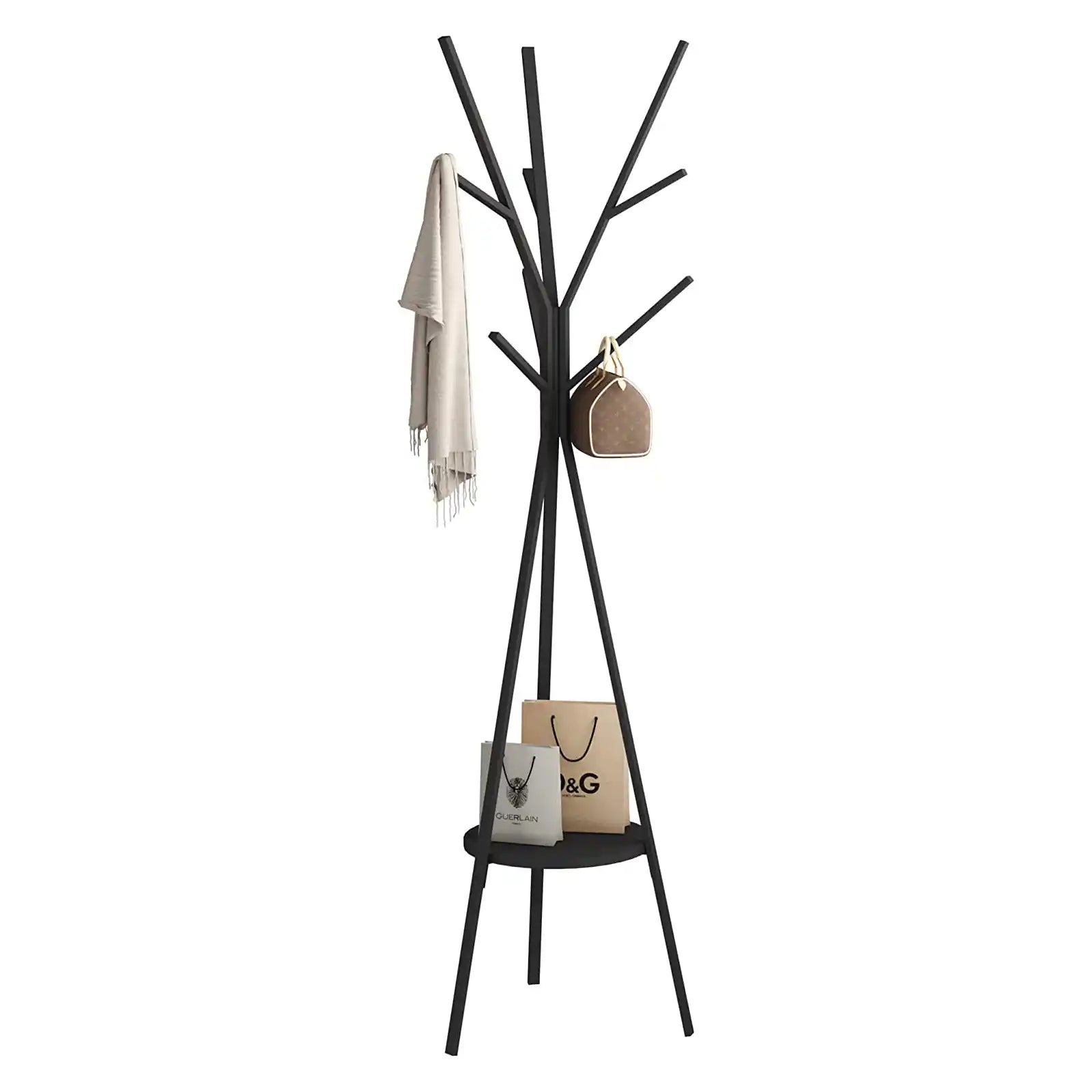 Coat Rack Hat Stand Free Standing Display Hall Tree Metal Hat Hanger Garment Storage Holder with 9 Hooks for Clothes Hats and Scarves