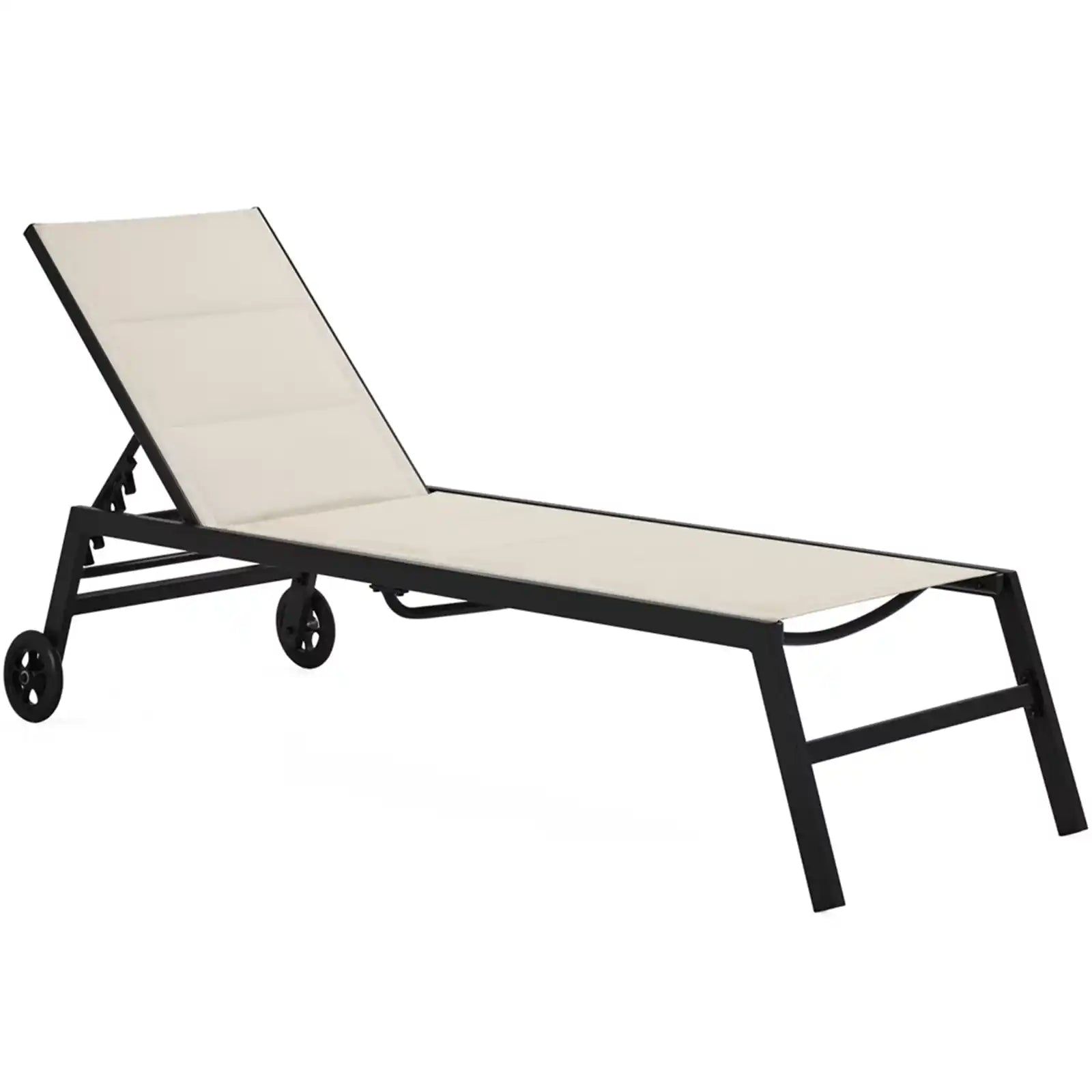 Thickened Texteline Portable Chaise Lounge with Wheels