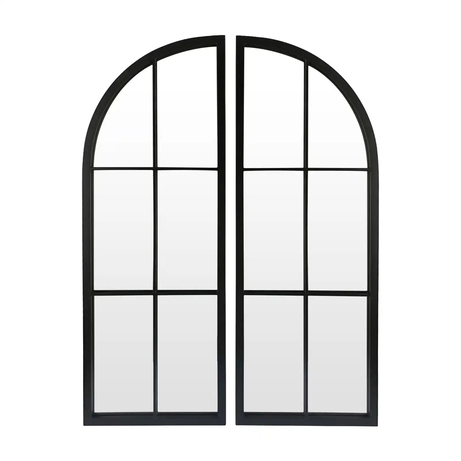 Black Arched Mirror Set of 2,Window Pane Mirror for Wall Decor,Farmhouse Wall Mirror with Metal Frame,Wall Mounted Mirror for Entryway,Hallway,Living Room, 2-Pack