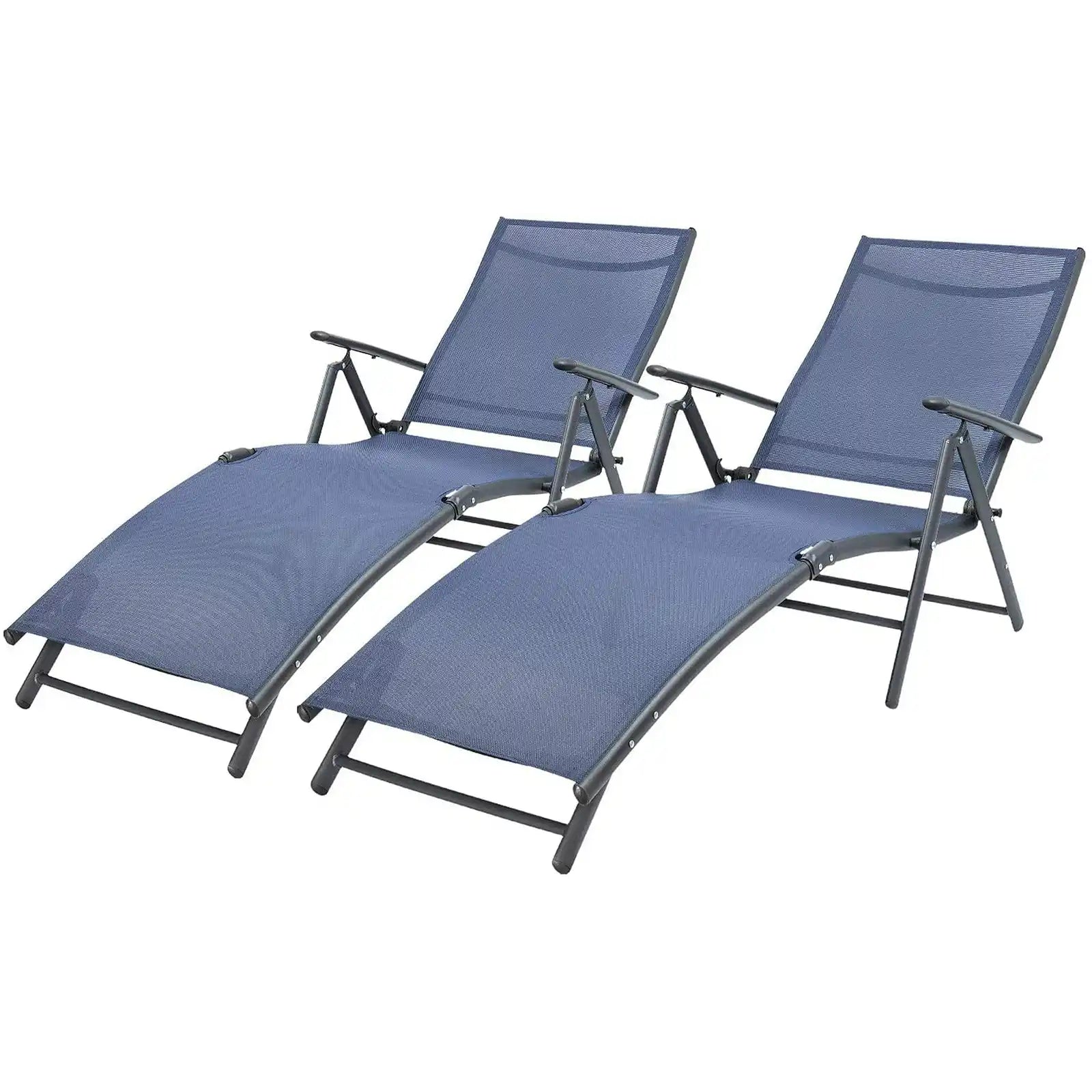 Patio Adjustable Chaise Lounge for Outdoor and Pool Side, Folding Recliners, Set of 2